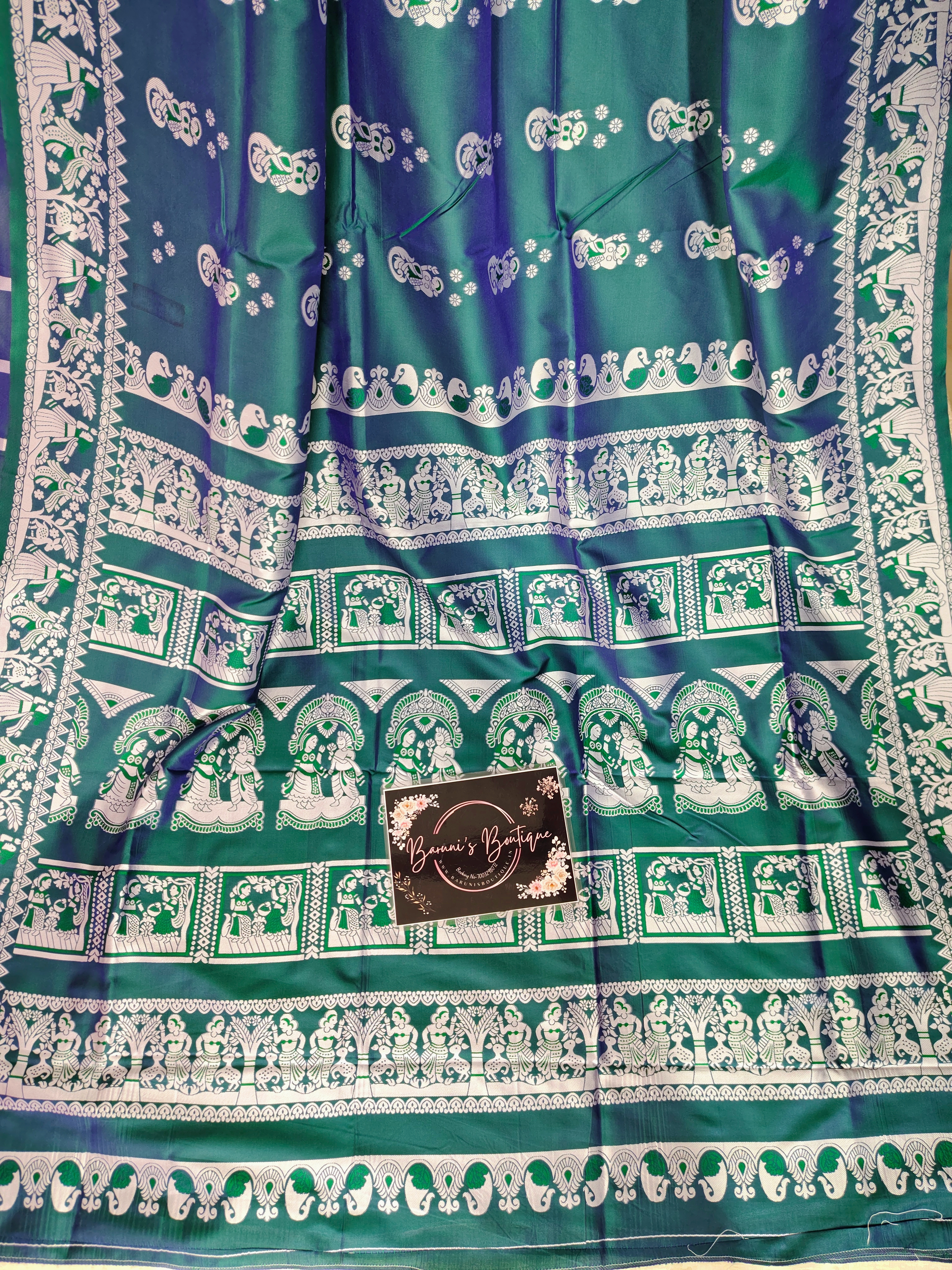 Baluchori Semi Silk Saree (Green maroon)