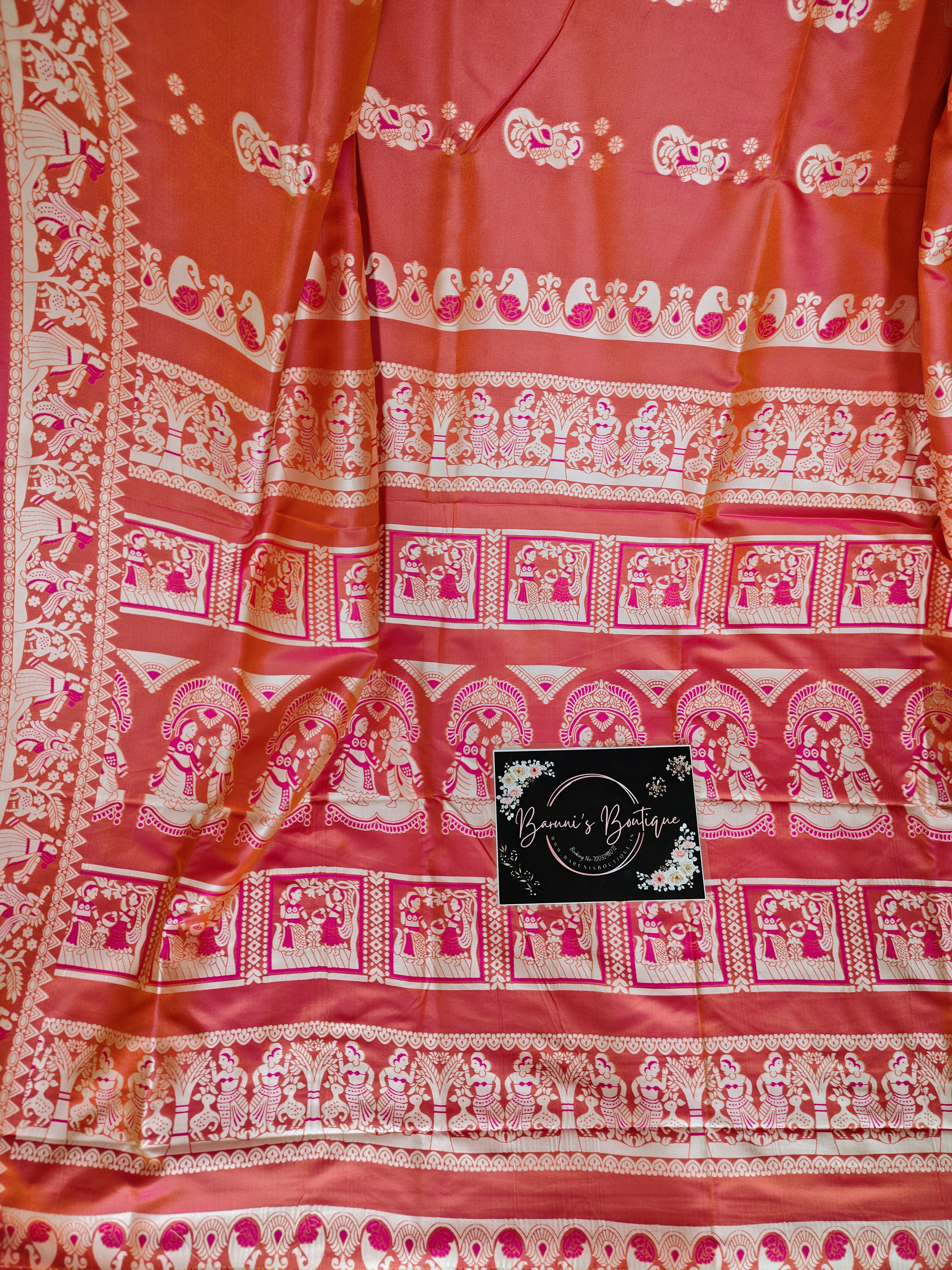 Baluchori Semi Silk Saree (Green maroon)