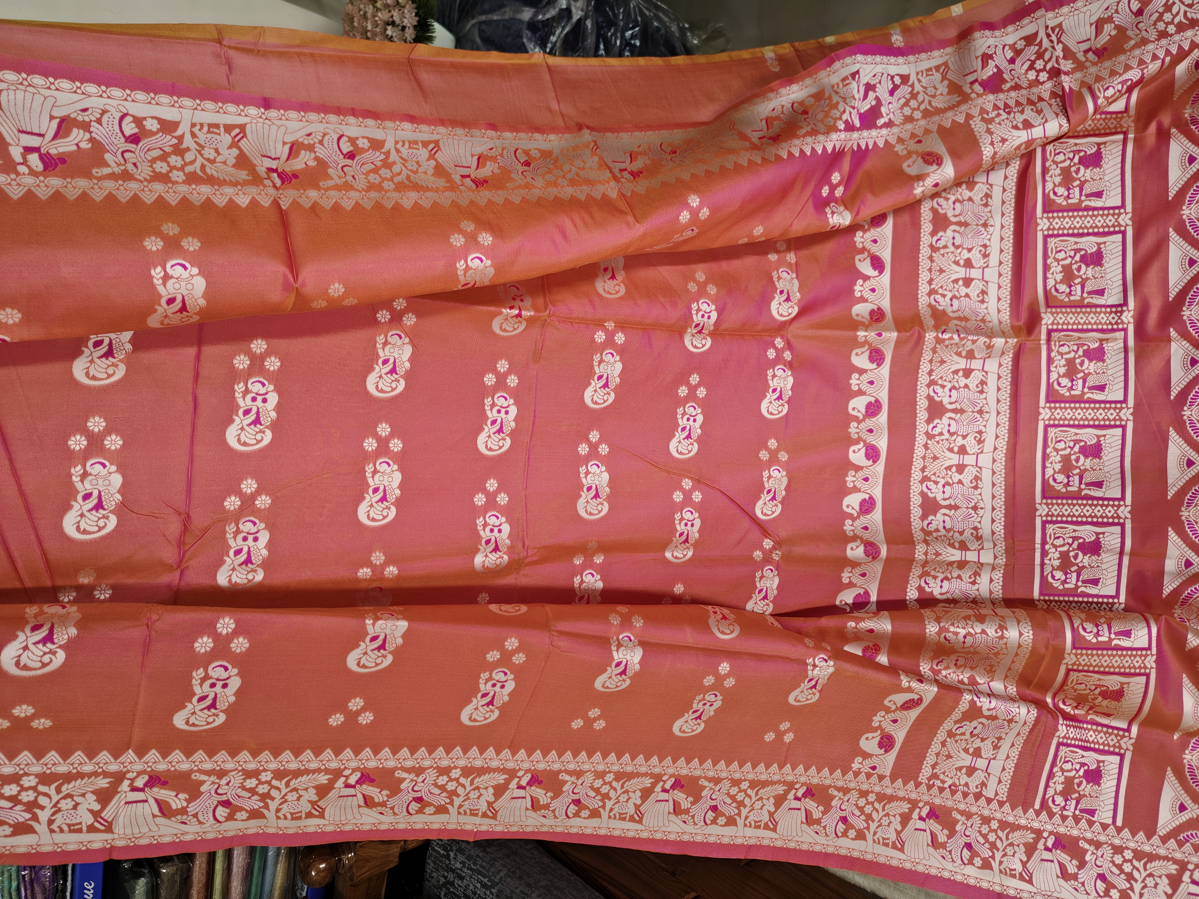 Baluchori Semi Silk Saree (Green maroon)