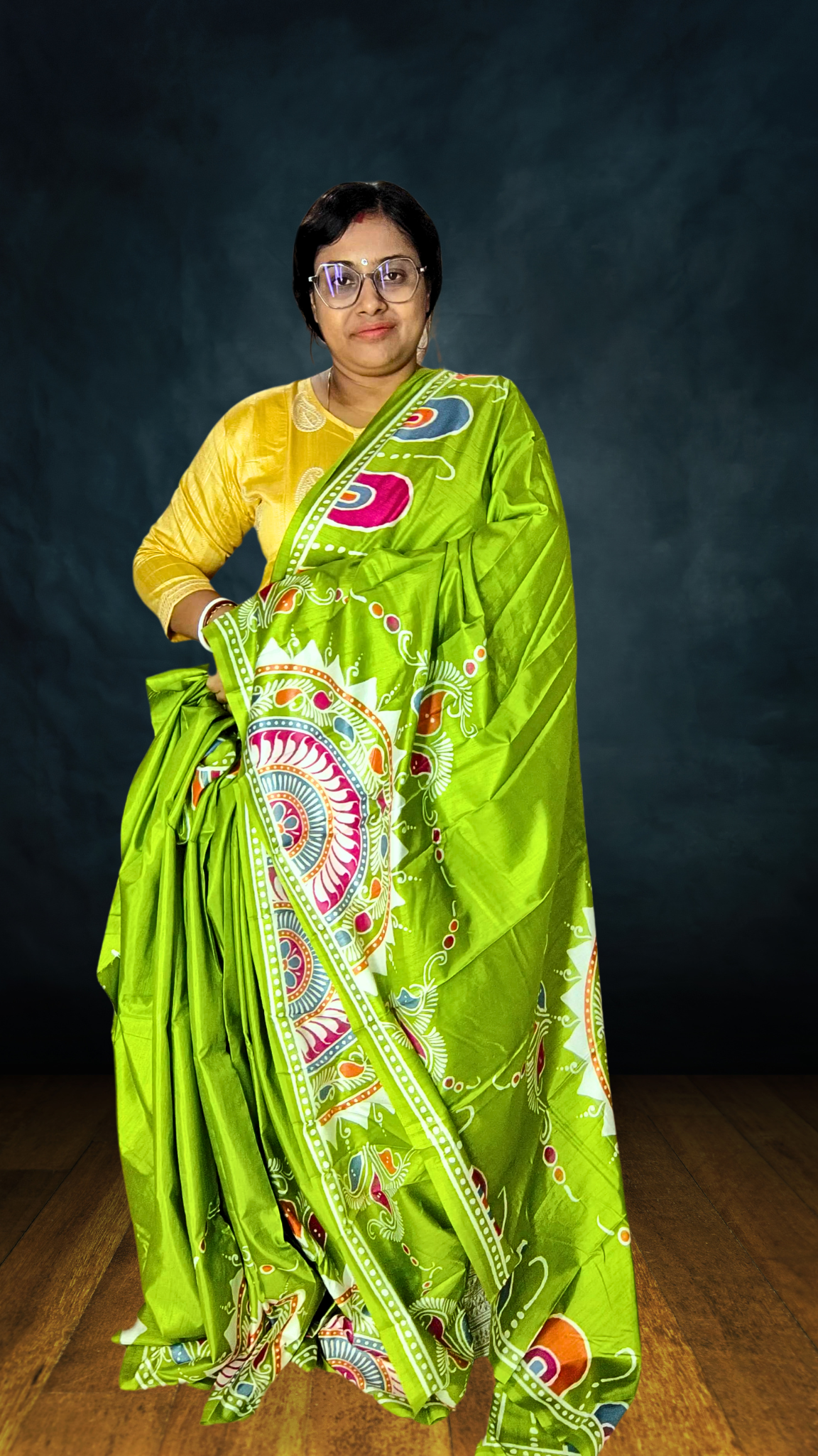 Pure Silk Replica With Block Print