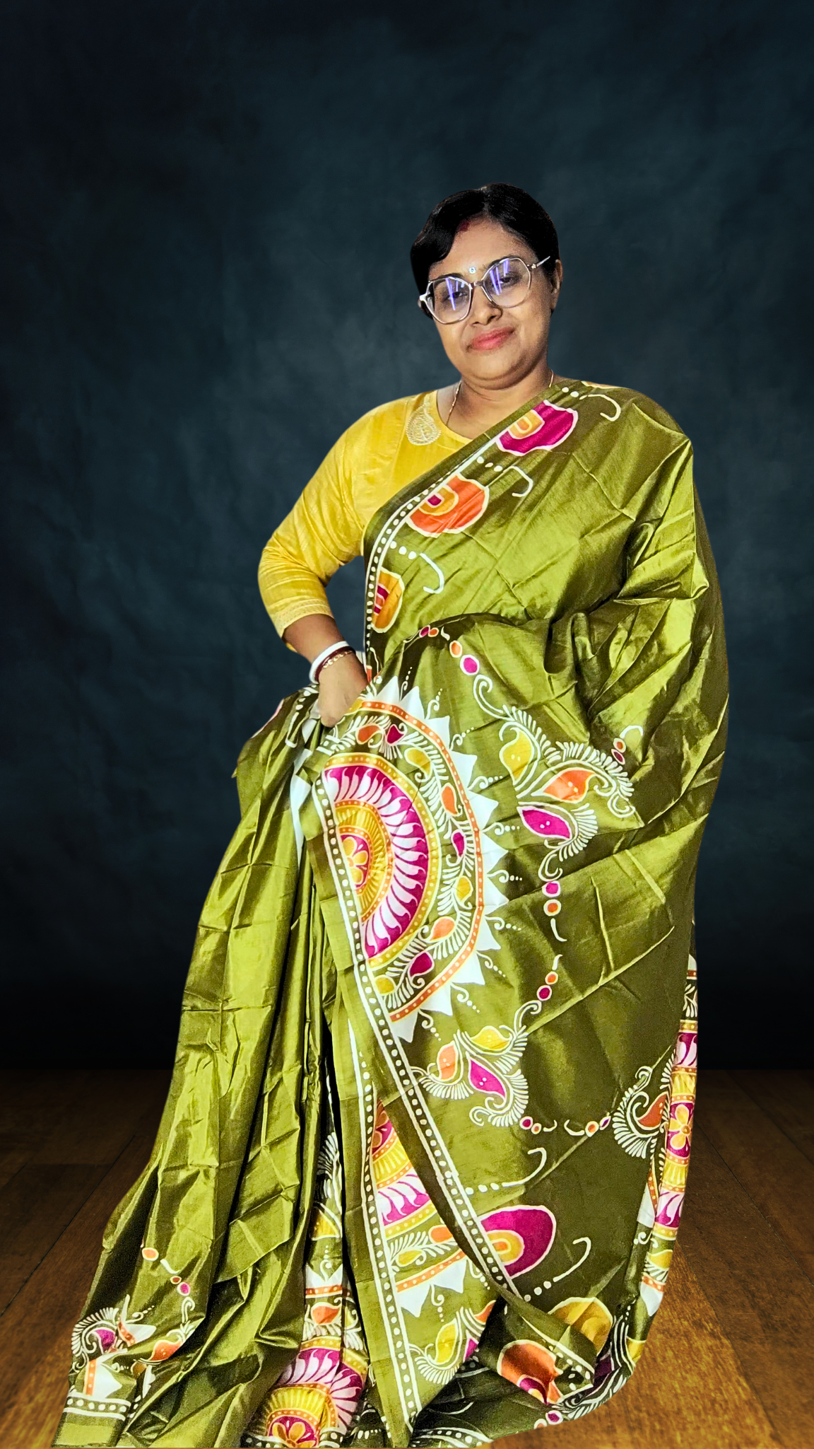 Pure Silk Replica With Block Print