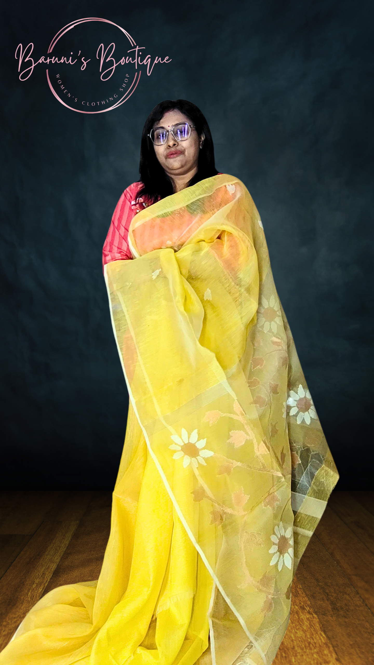 Branded Linen Muslin Jamdani Saree