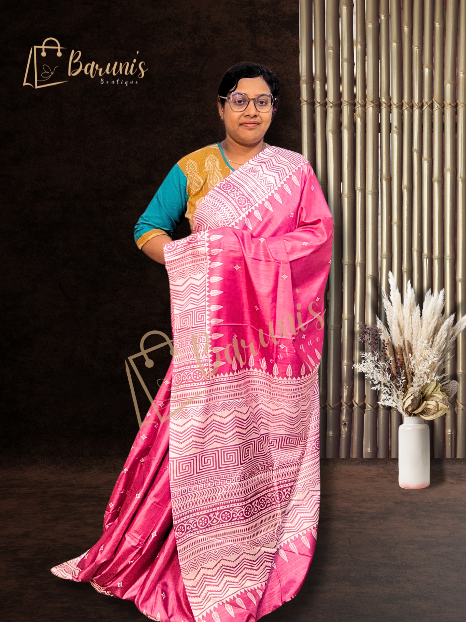 Pure Silk Replica With Block Print