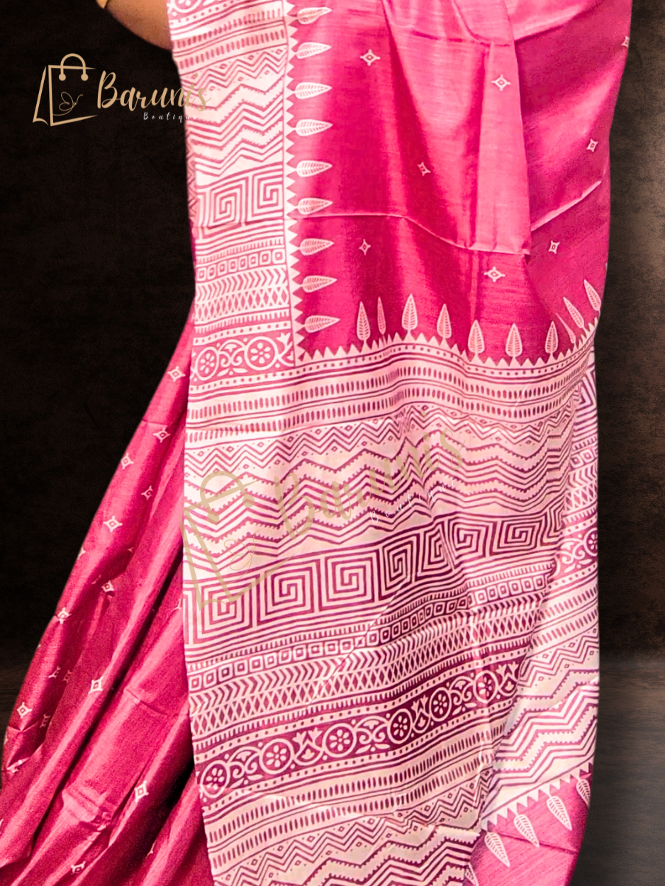 Pure Silk Replica With Block Print