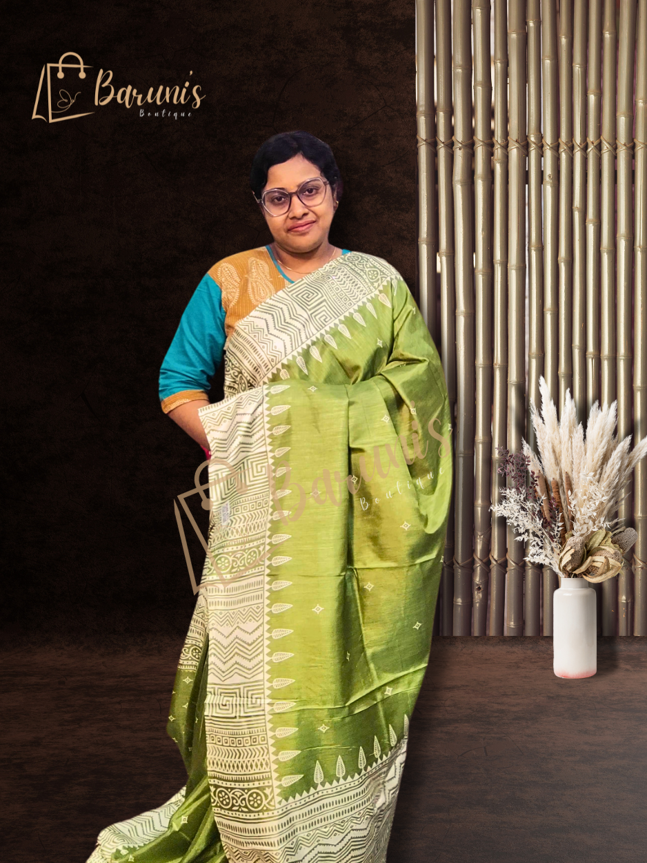 Pure Silk Replica With Block Print