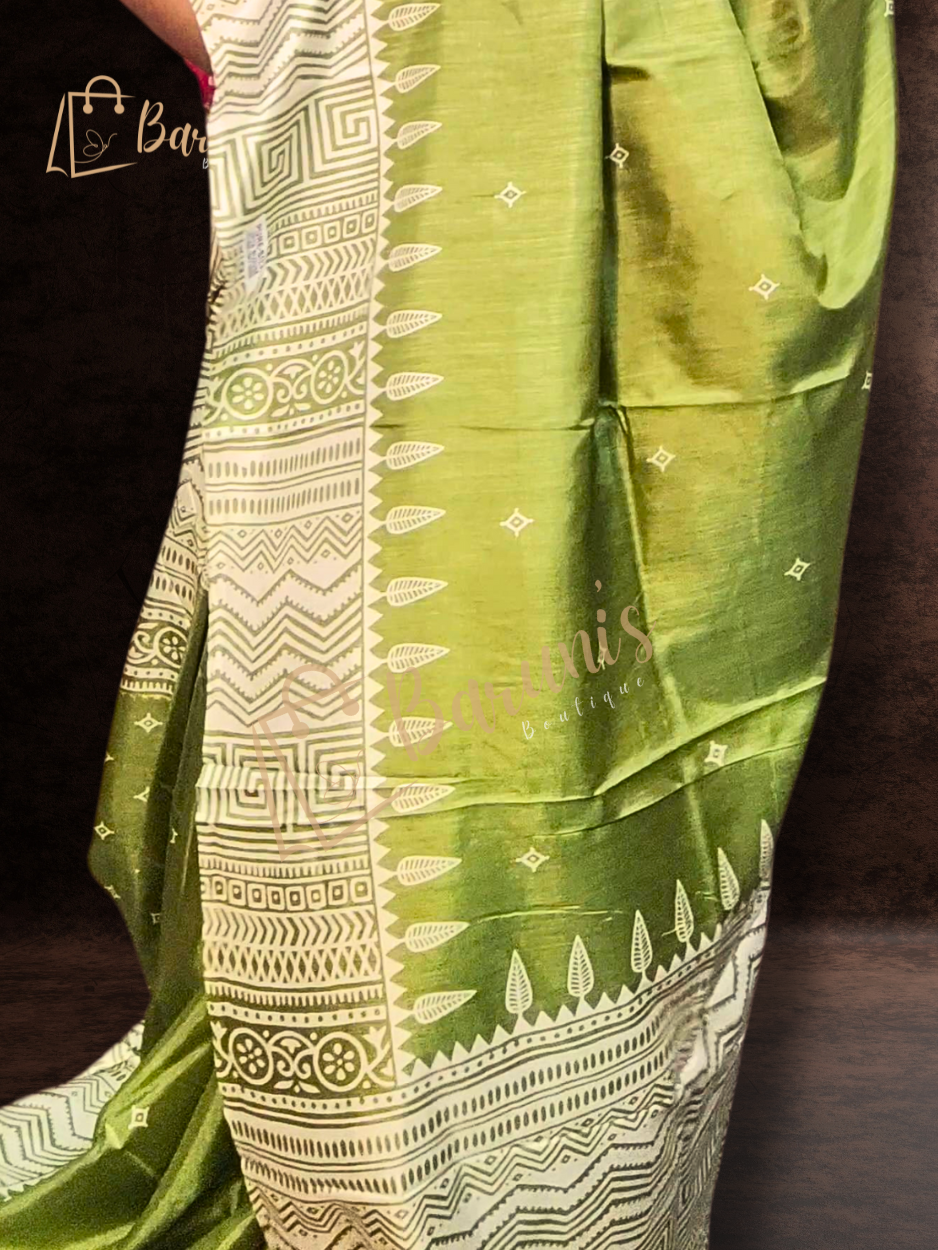 Pure Silk Replica With Block Print