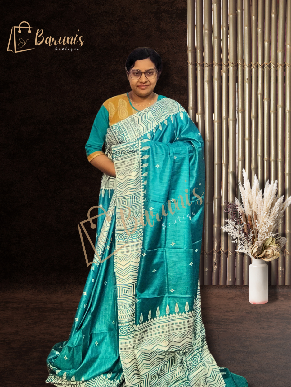 Pure Silk Replica With Block Print