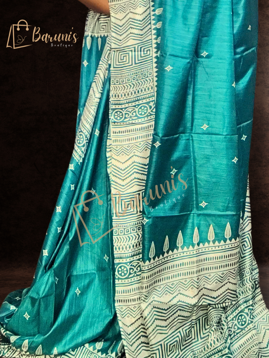 Pure Silk Replica With Block Print