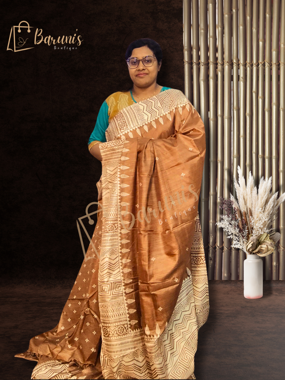 Pure Silk Replica With Block Print