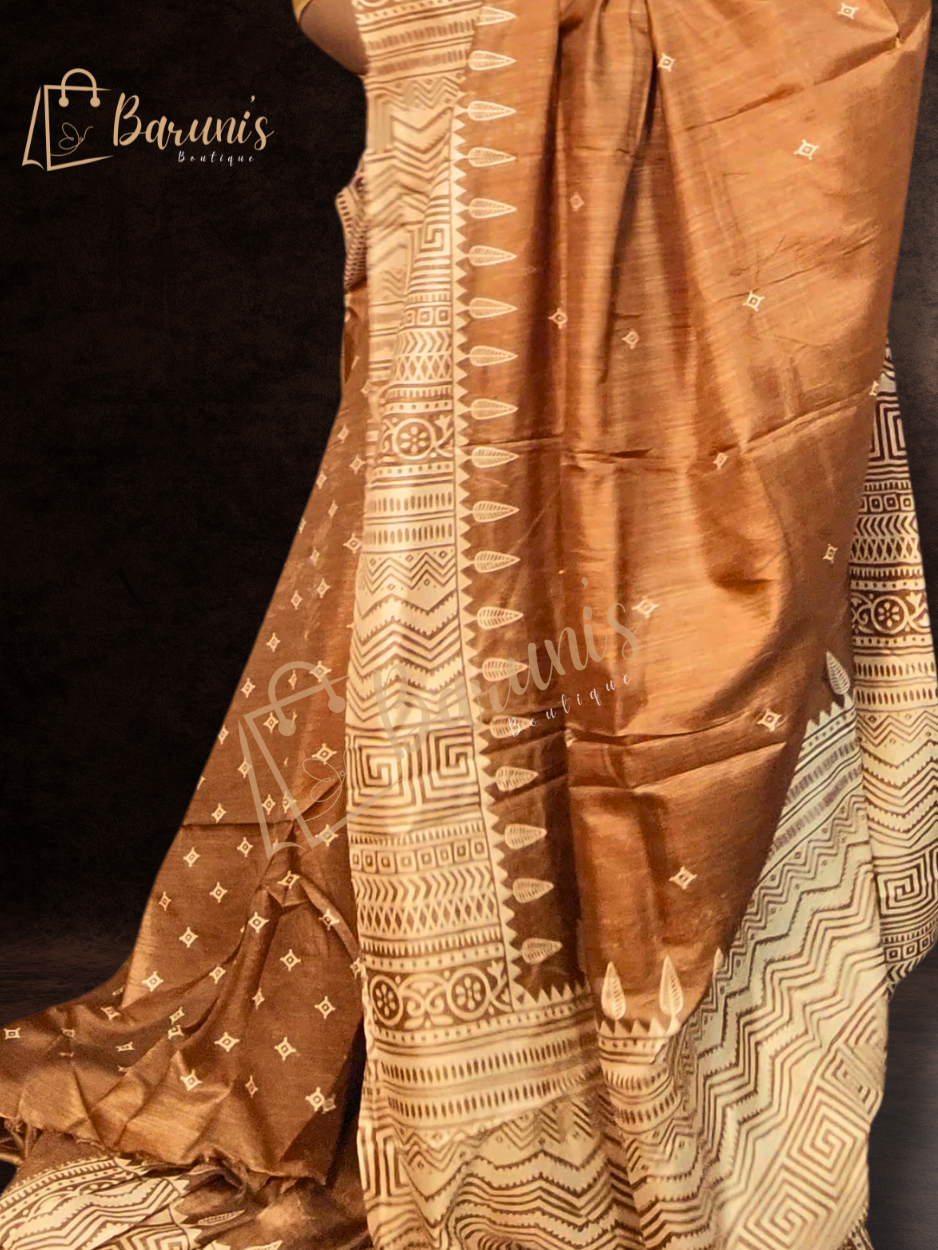 Pure Silk Replica With Block Print