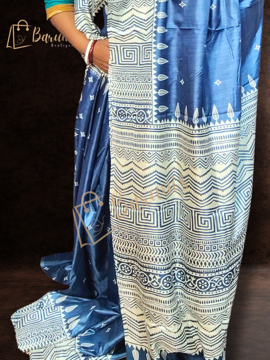 Pure Silk Replica With Block Print