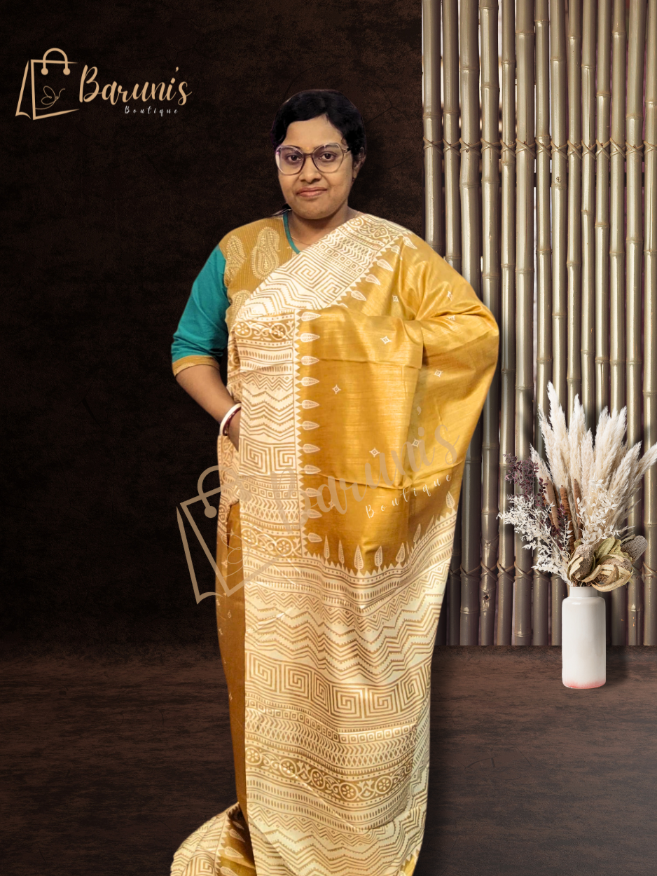 Pure Silk Replica With Block Print