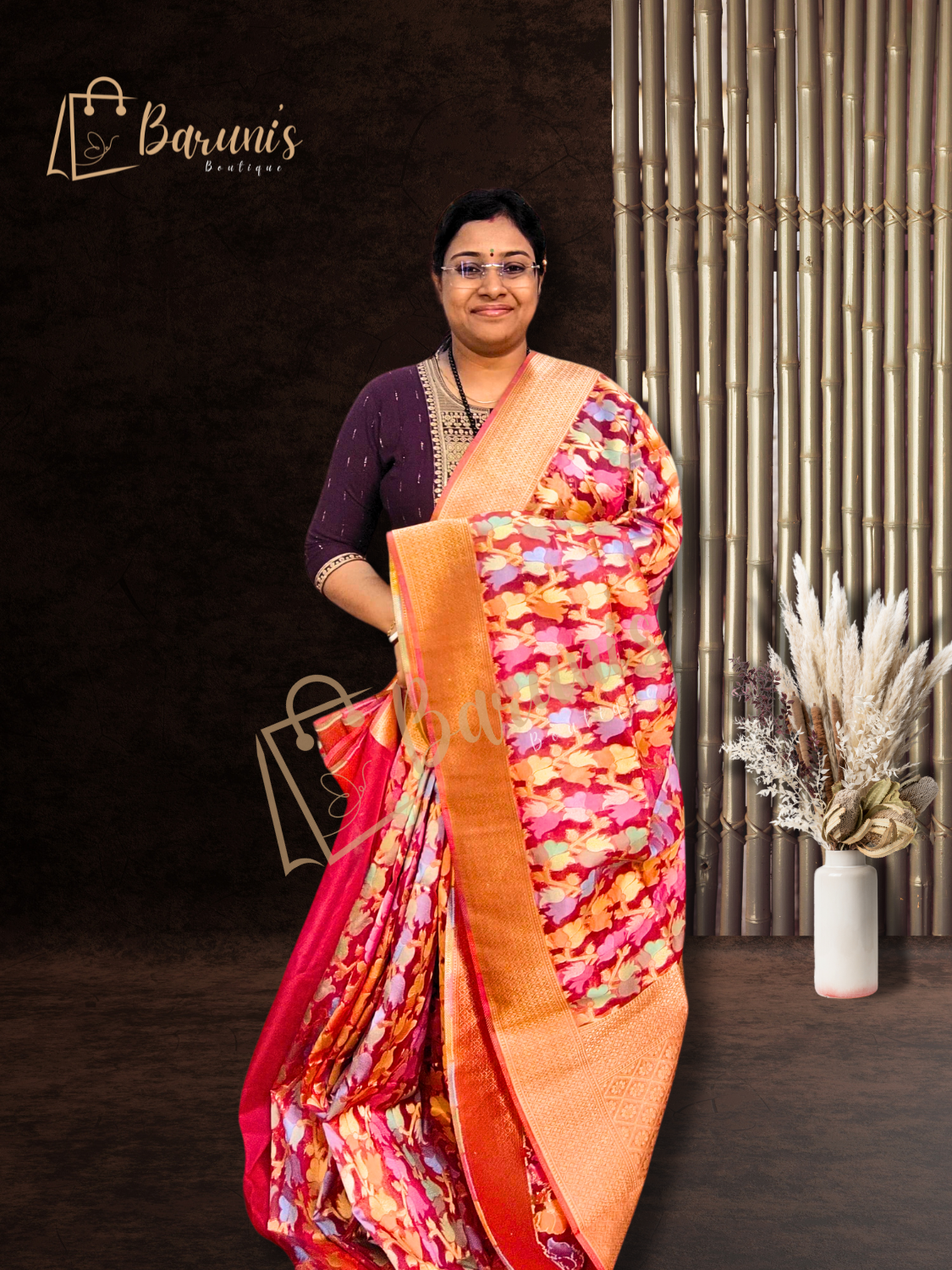 Organza Banarasi with all over Weaving Work