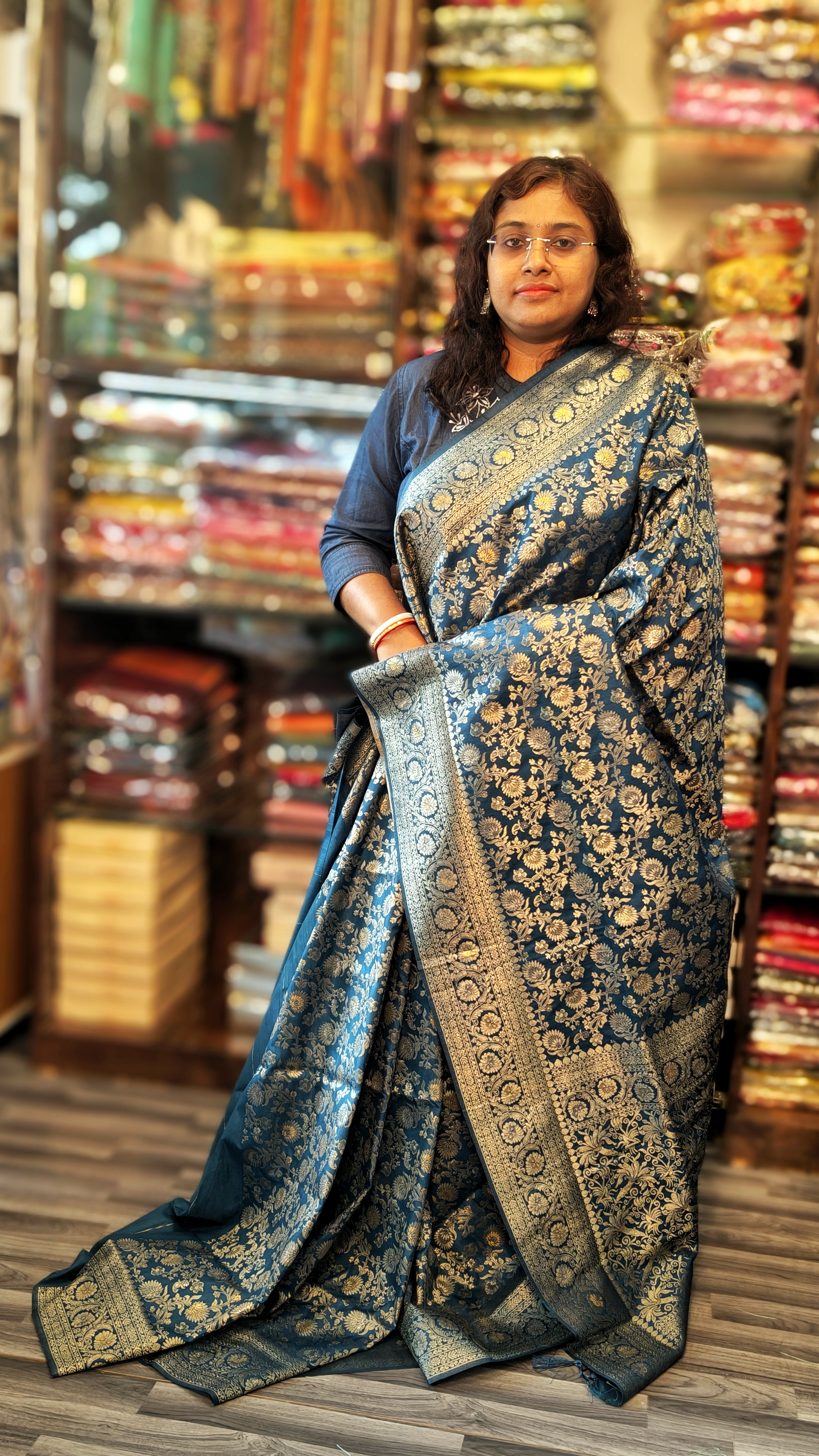 Elegant Blue Khaddi Silk Saree