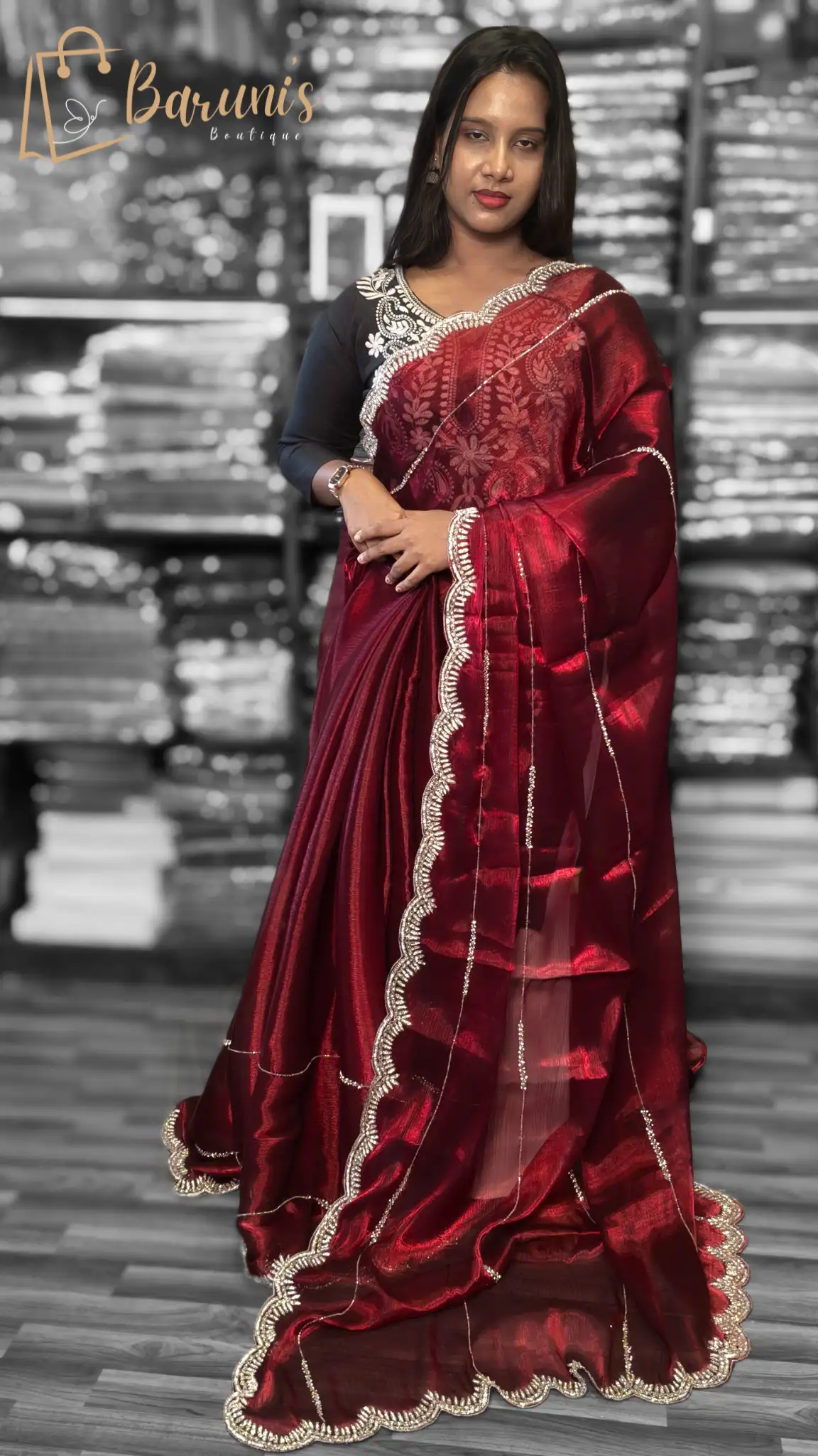 Maroon Designer Saree