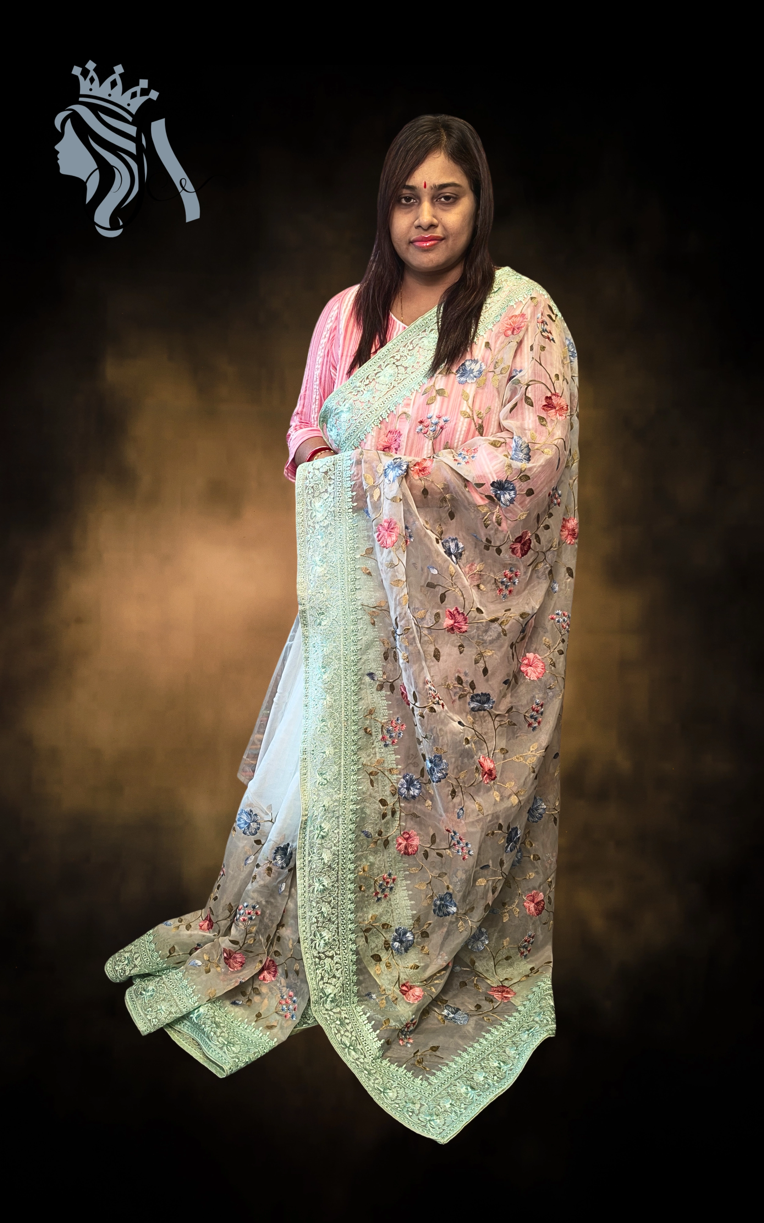 Heavy Embroidered Organza Saree – Full Body Work | Party & Wedding Collection