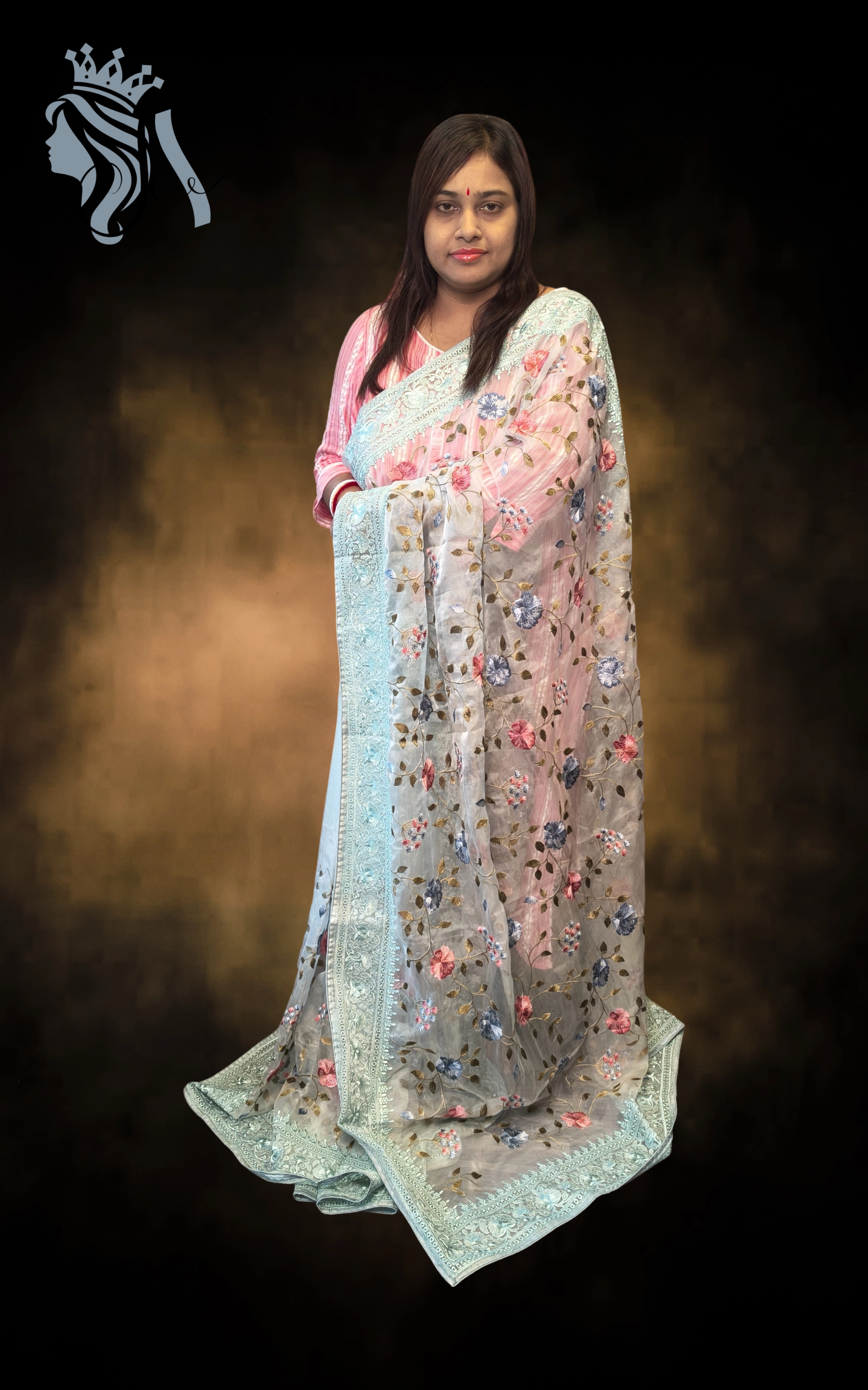 Heavy Embroidered Organza Saree – Full Body Work | Party & Wedding Collection