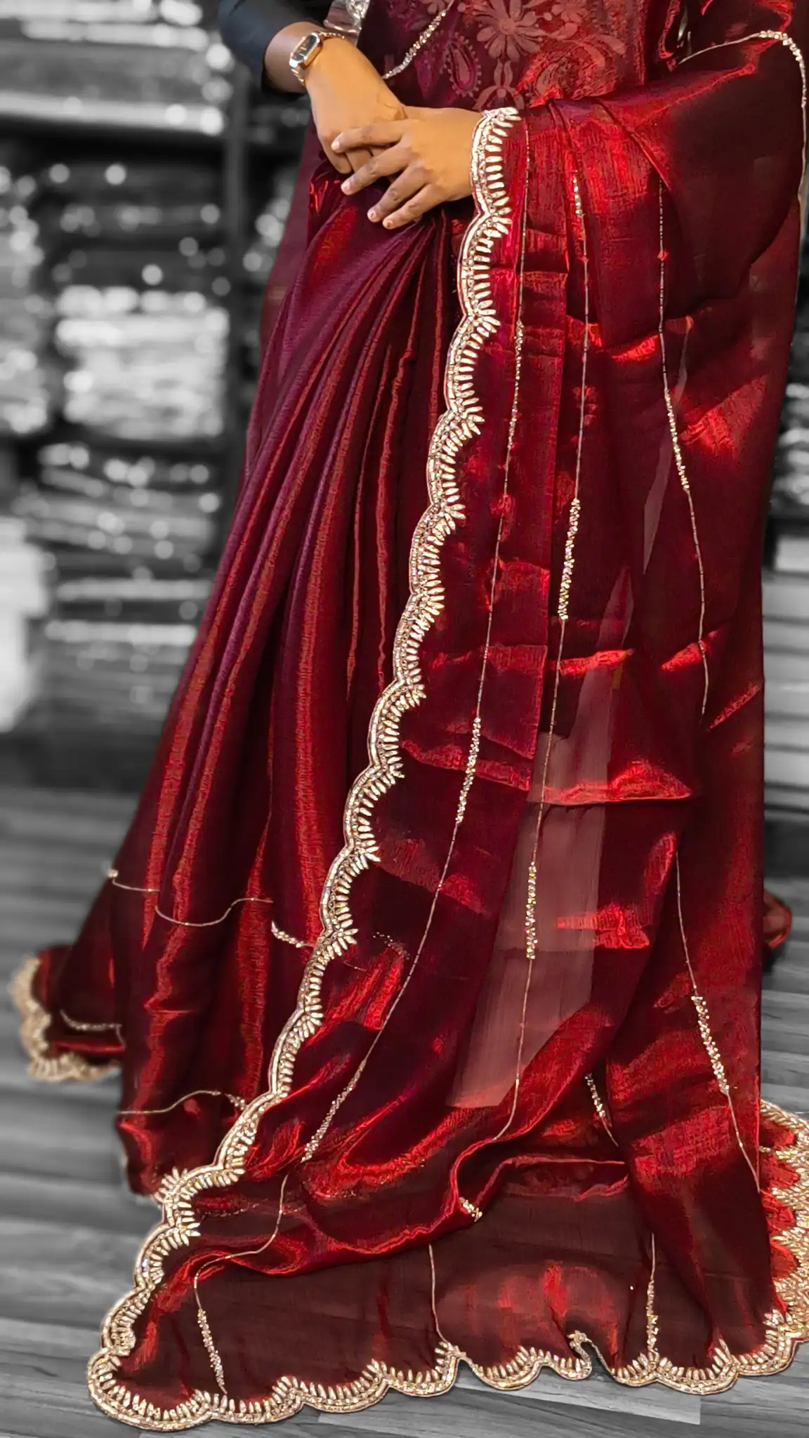 Maroon Designer Saree