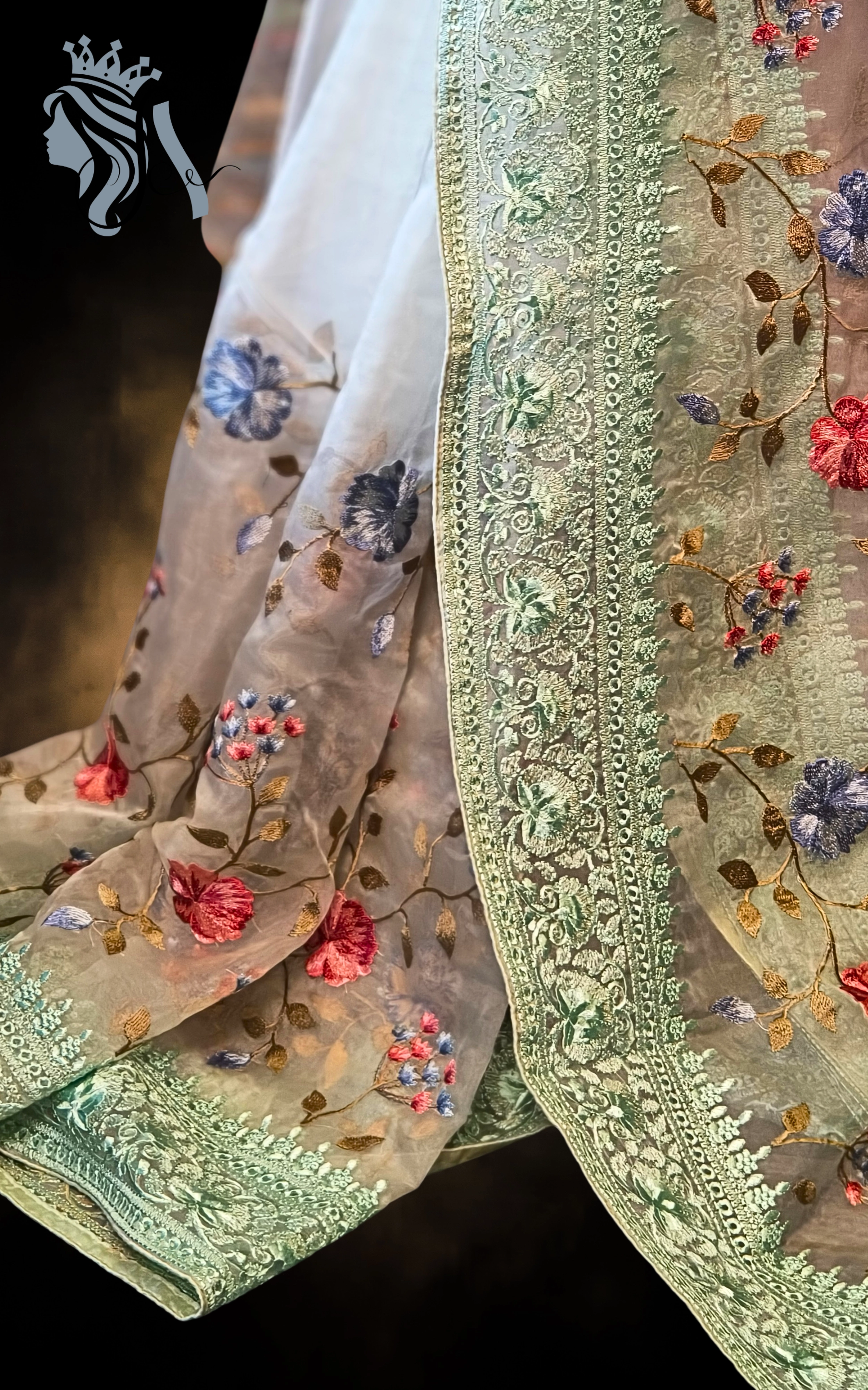 Heavy Embroidered Organza Saree – Full Body Work | Party & Wedding Collection