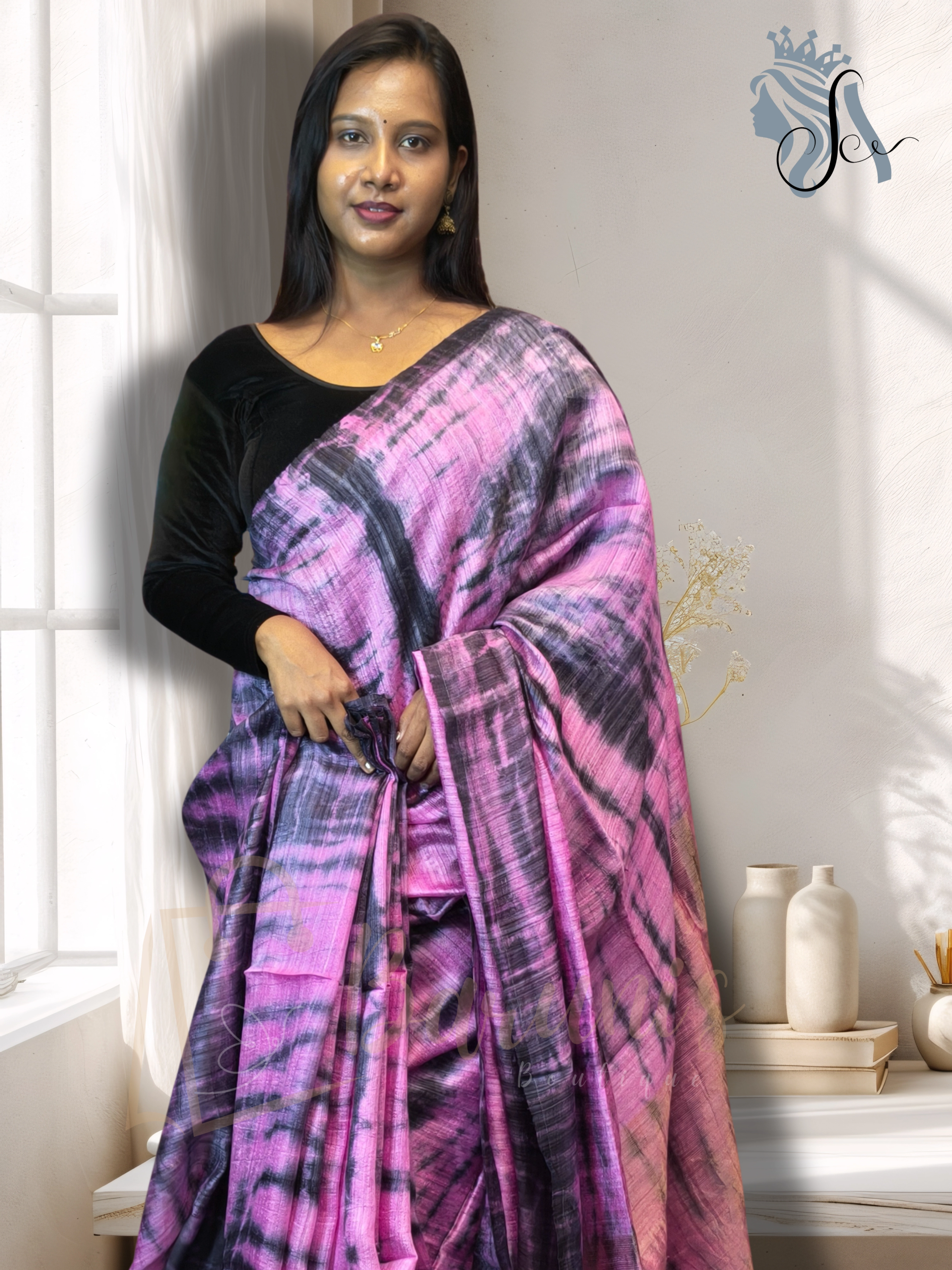 Pure Matka Silk Shibori Saree – Handcrafted Tie-Dye Elegance