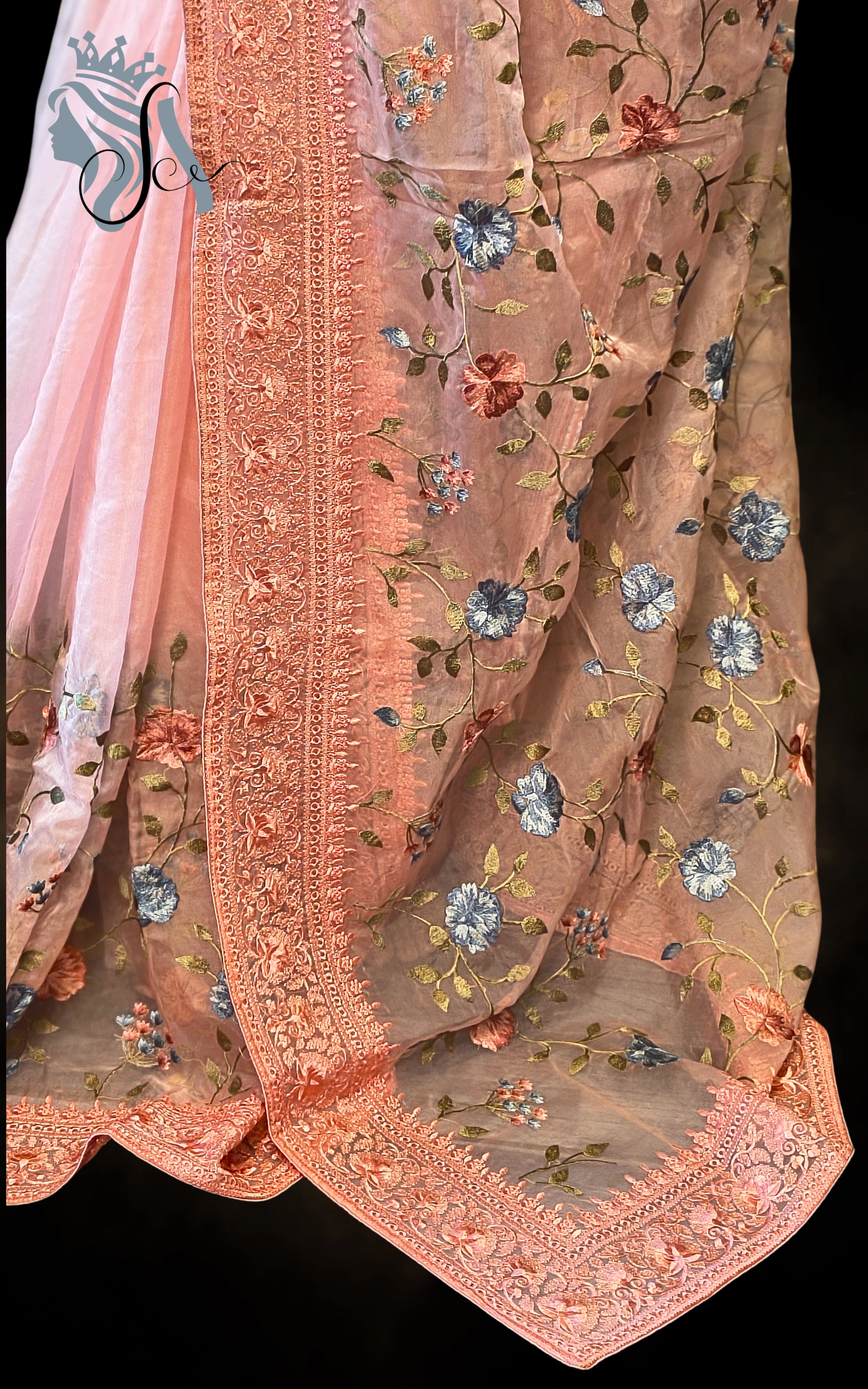 Heavy Embroidered Organza Saree – Full Body Work | Party & Wedding Collection