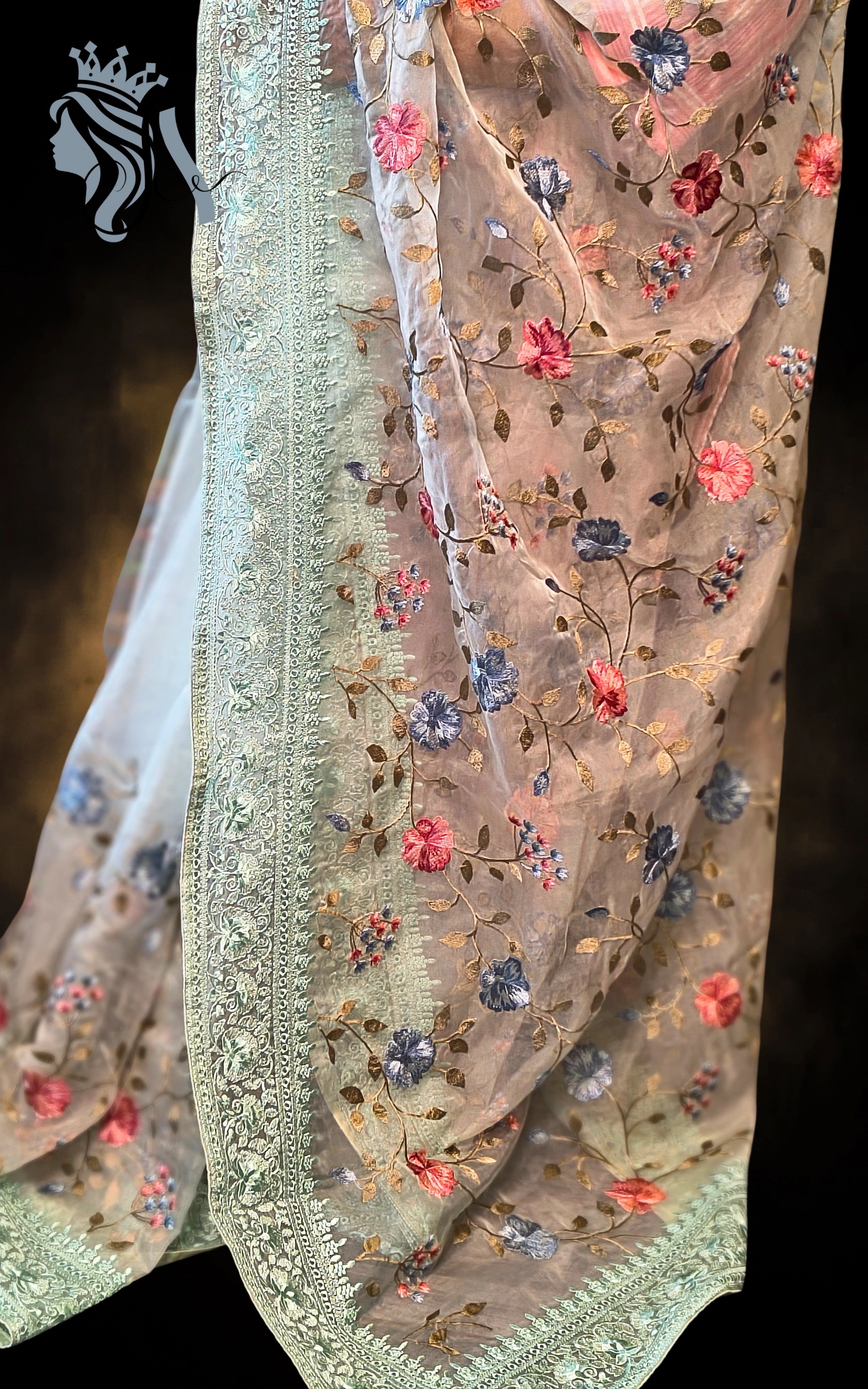 Heavy Embroidered Organza Saree – Full Body Work | Party & Wedding Collection