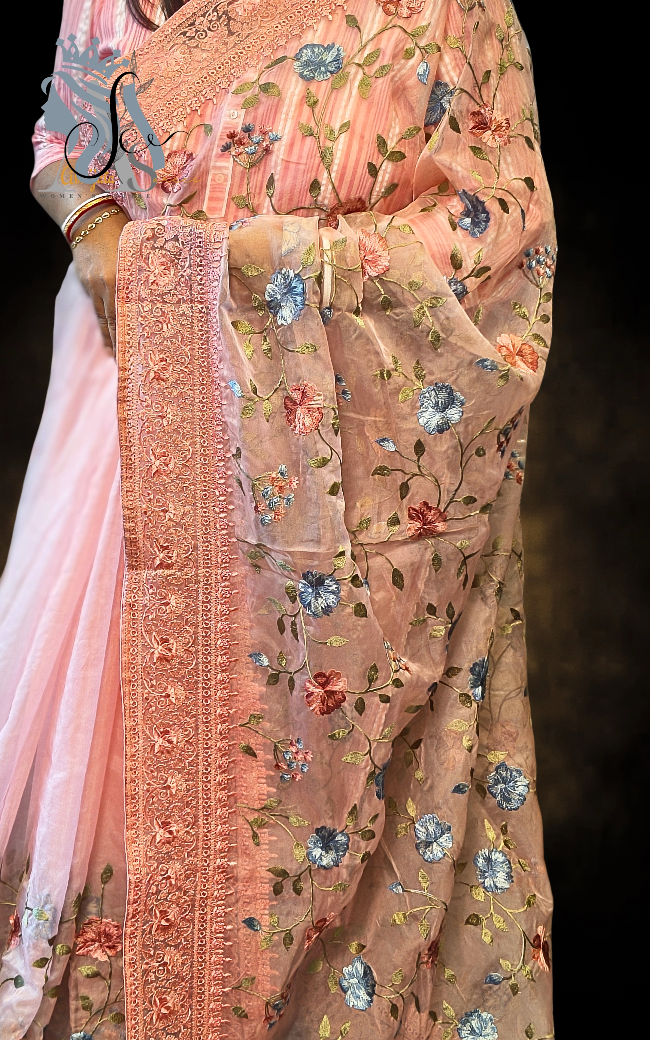 Heavy Embroidered Organza Saree – Full Body Work | Party & Wedding Collection