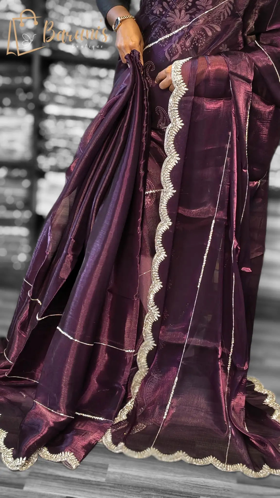 Wine Color Designer Saree