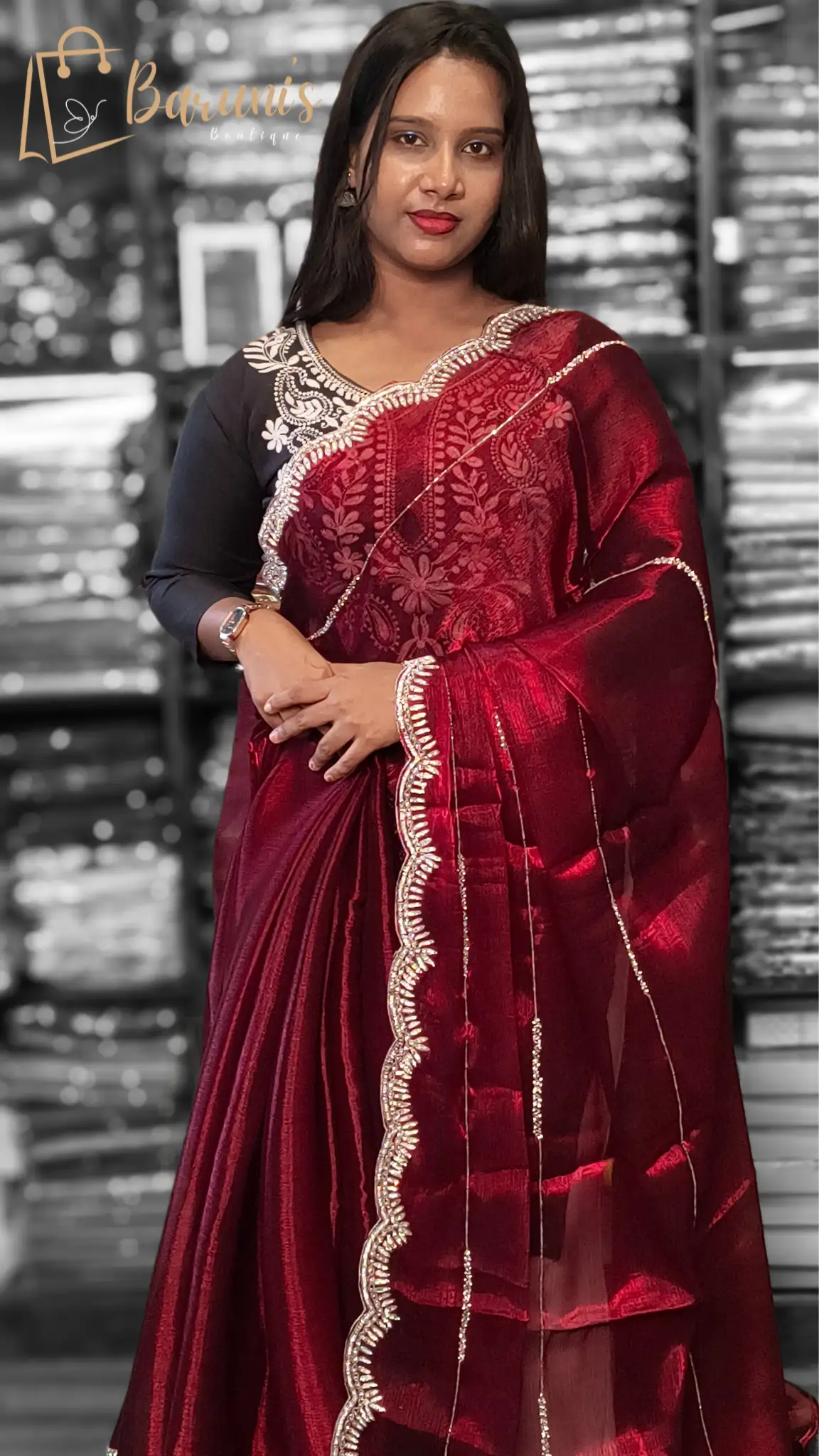 Maroon Designer Saree