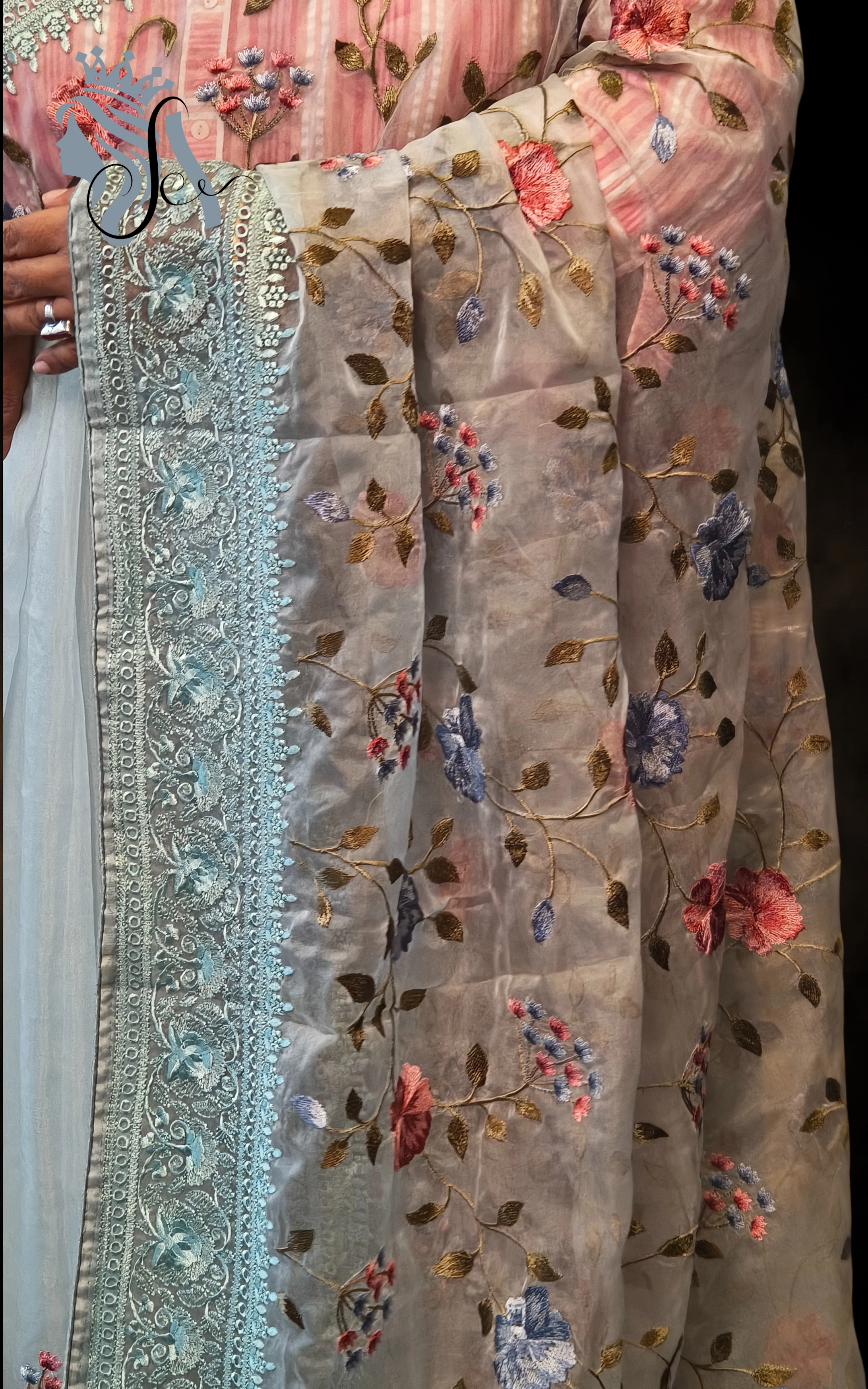 Heavy Embroidered Organza Saree – Full Body Work | Party & Wedding Collection