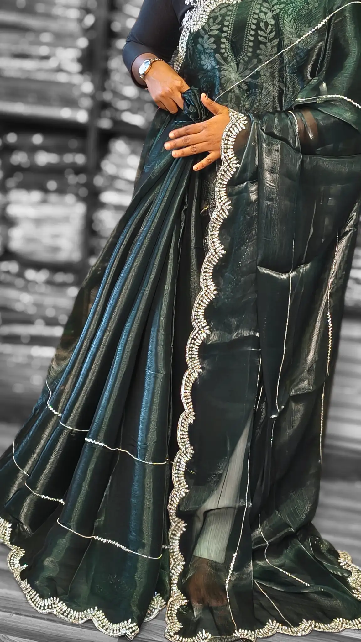 Elegant Dark Green Saree