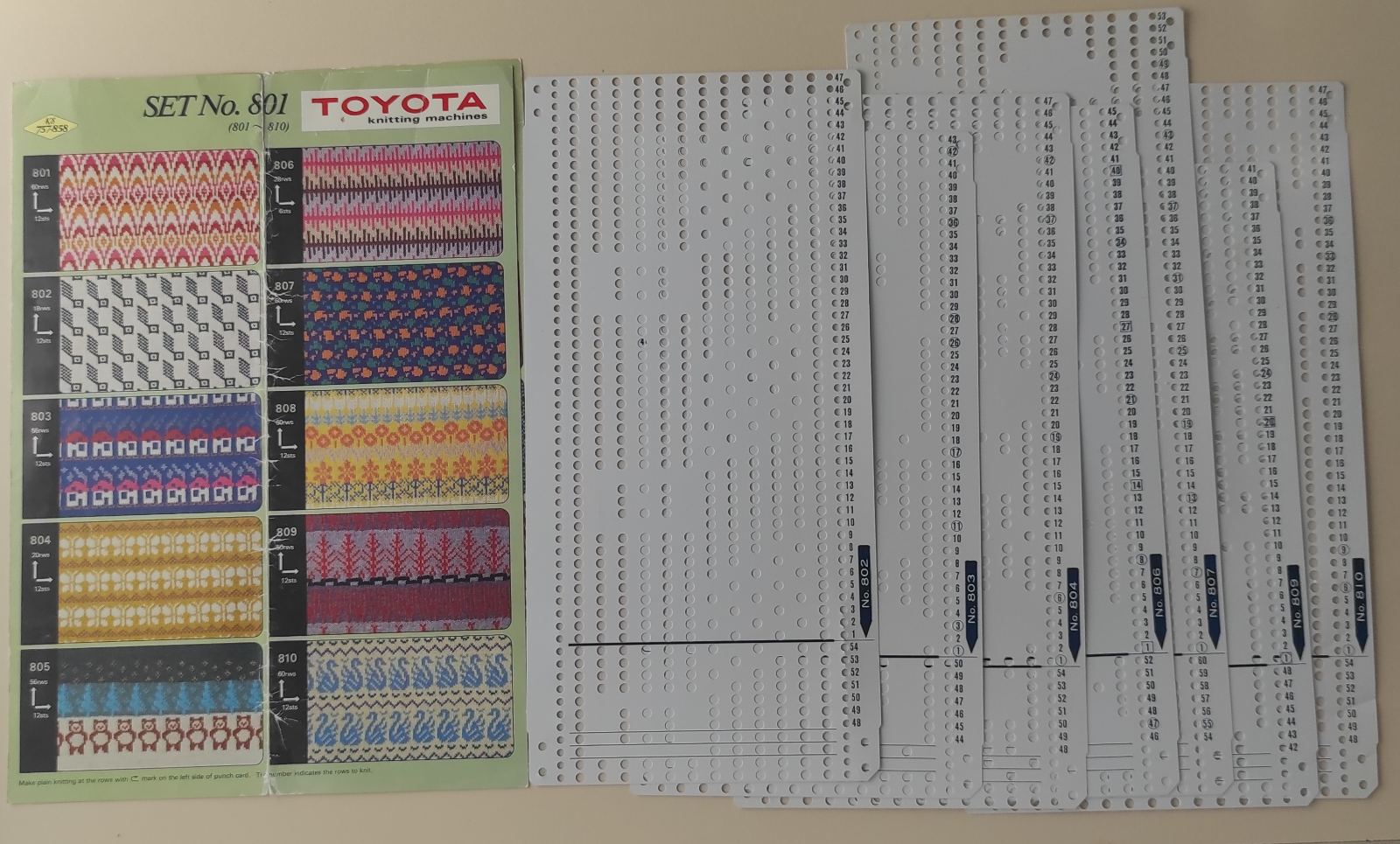 Перфокарта до в'язальної машини Toyota ks858 з рапортом 12петель 