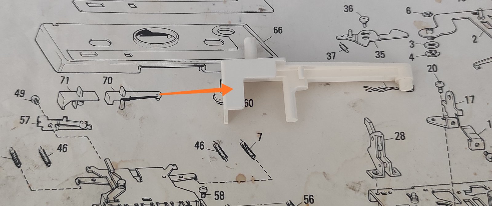 Клавіша відключення кнопкового пристрою основної каретки