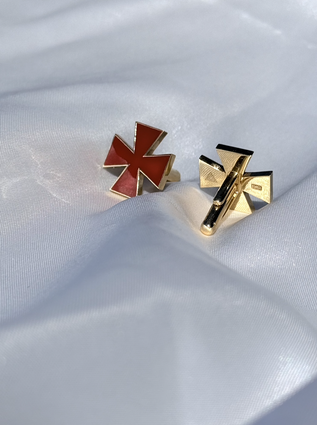 Sankt Georgskors mansjettknapp | 18 karat gull | Sølv 