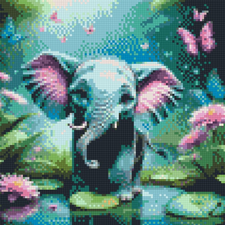 Tela Elefante no Lago 30x30cm Ref: 1007