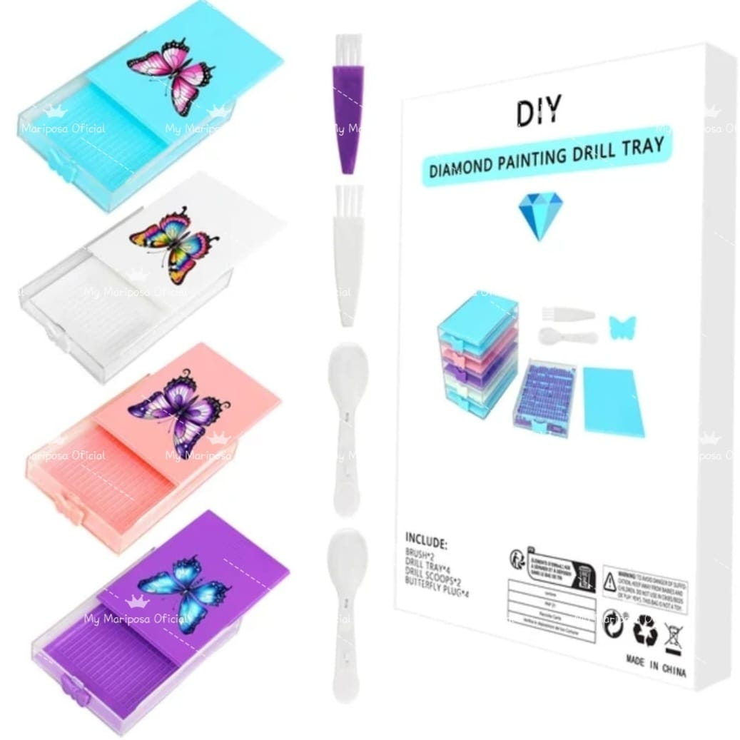 4 Caixinhas Tabuleiro com Tampa e Funil Mariposa