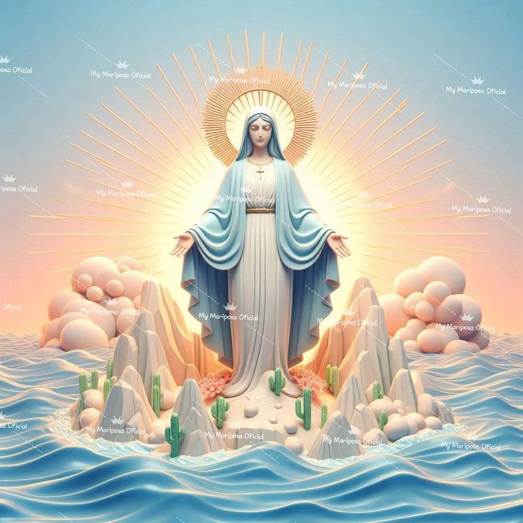 Tela Virgem Maria no Oceano 50x50cm