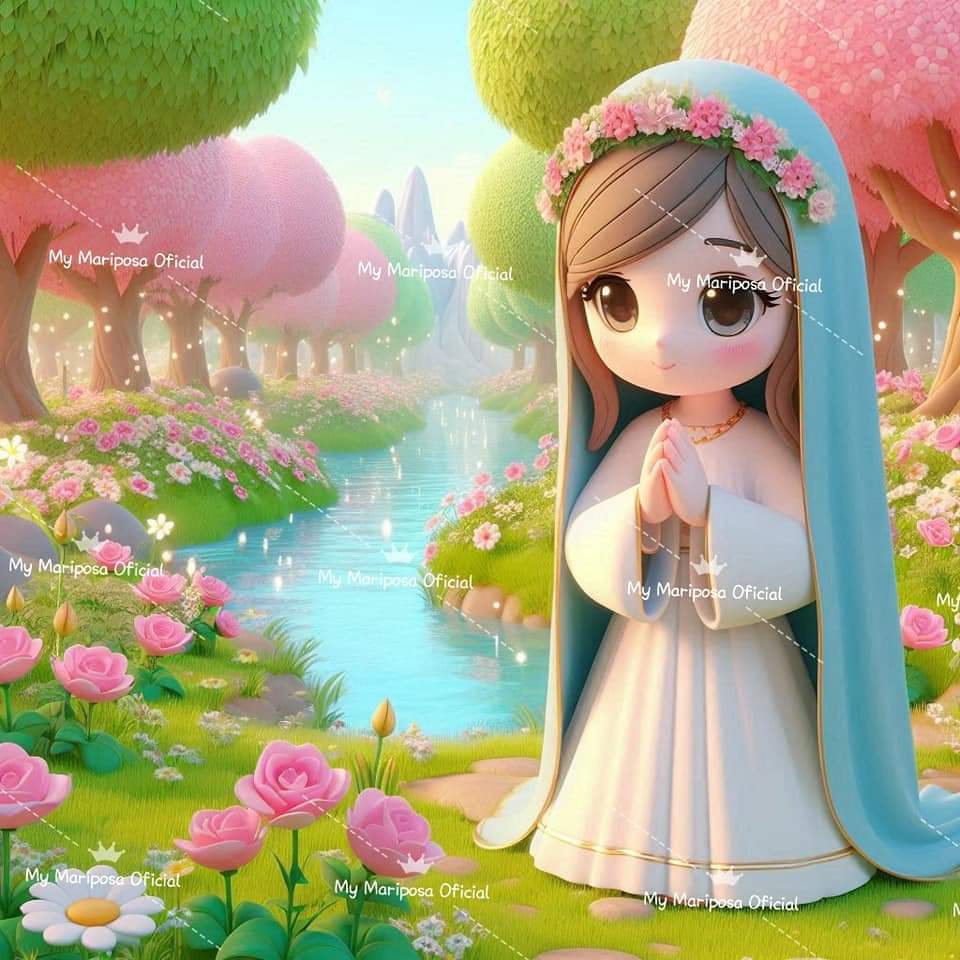 Tela Virgem Maria no Lago 50x50cm