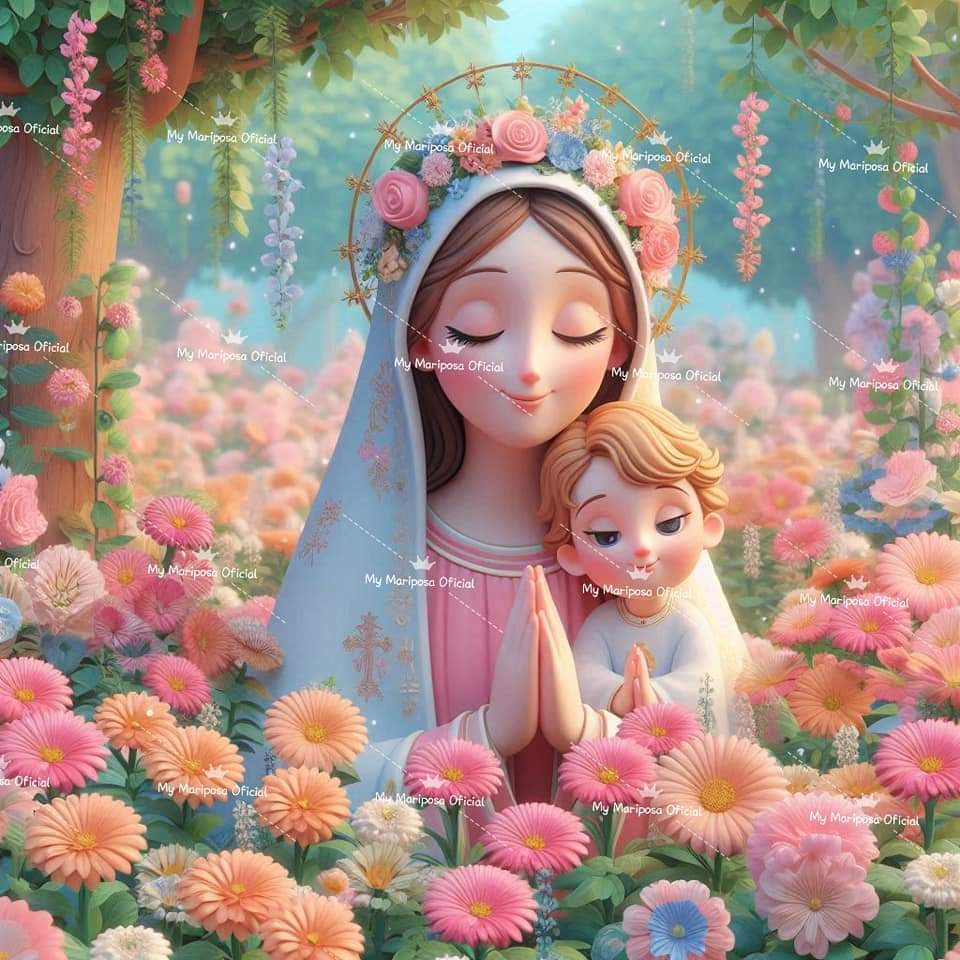 Tela Virgem Maria com o Menino 50x50cm