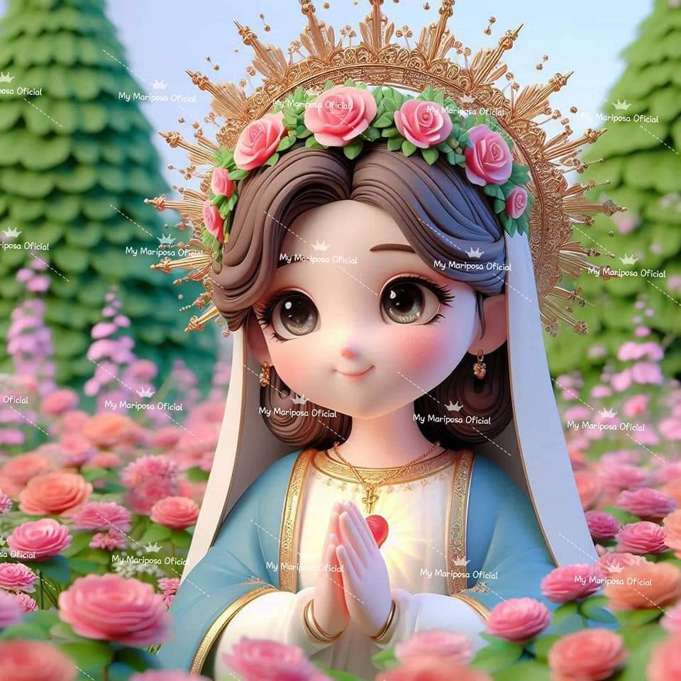 Tela Virgem Maria dentro do Campo Florido 50x50cm