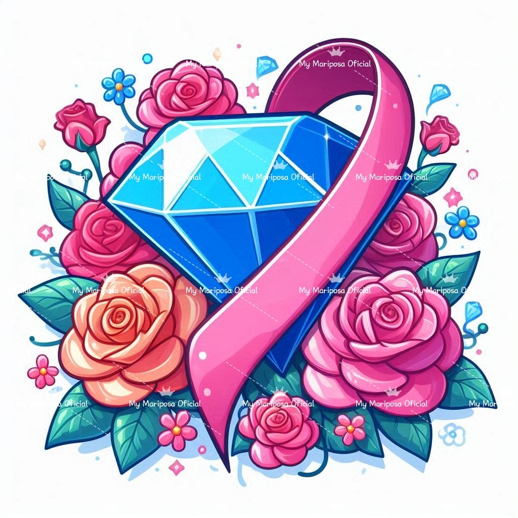 Tela Diamante nas Flores de Outubro Rosa 30x30cm - 2120