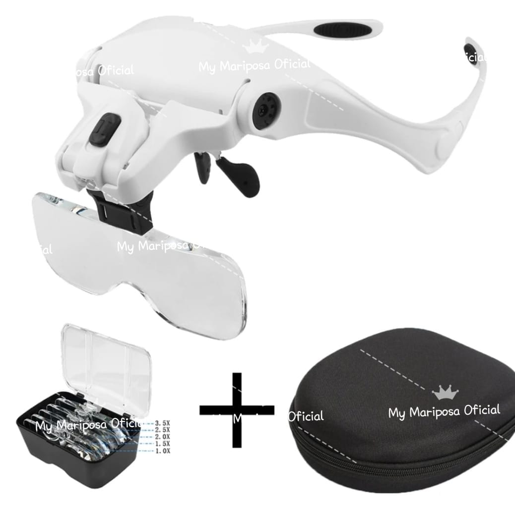 Óculos com Lanterna e Lentes de várias Ampliações com Oferta de Caixa de Armazenamento