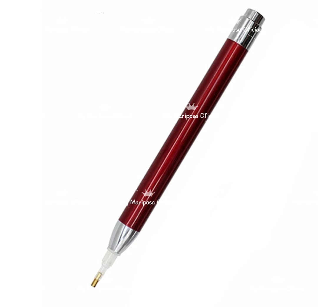 Kit Caneta Metálica Led com Tabuleiro, 6 Pontas Aleatórias Plásticas e Oferta de Pilha para Pintura de Diamantes