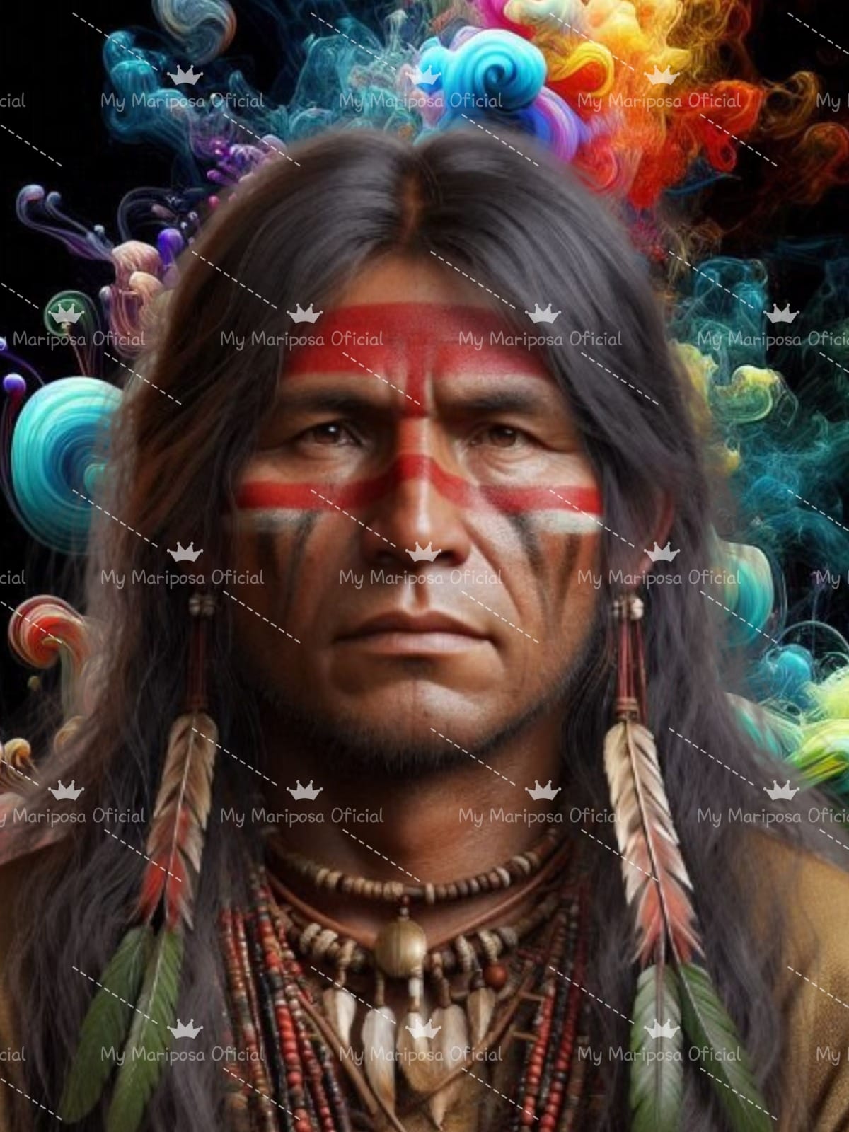 Tela O Indígena Colorida 40x50cm - 2131