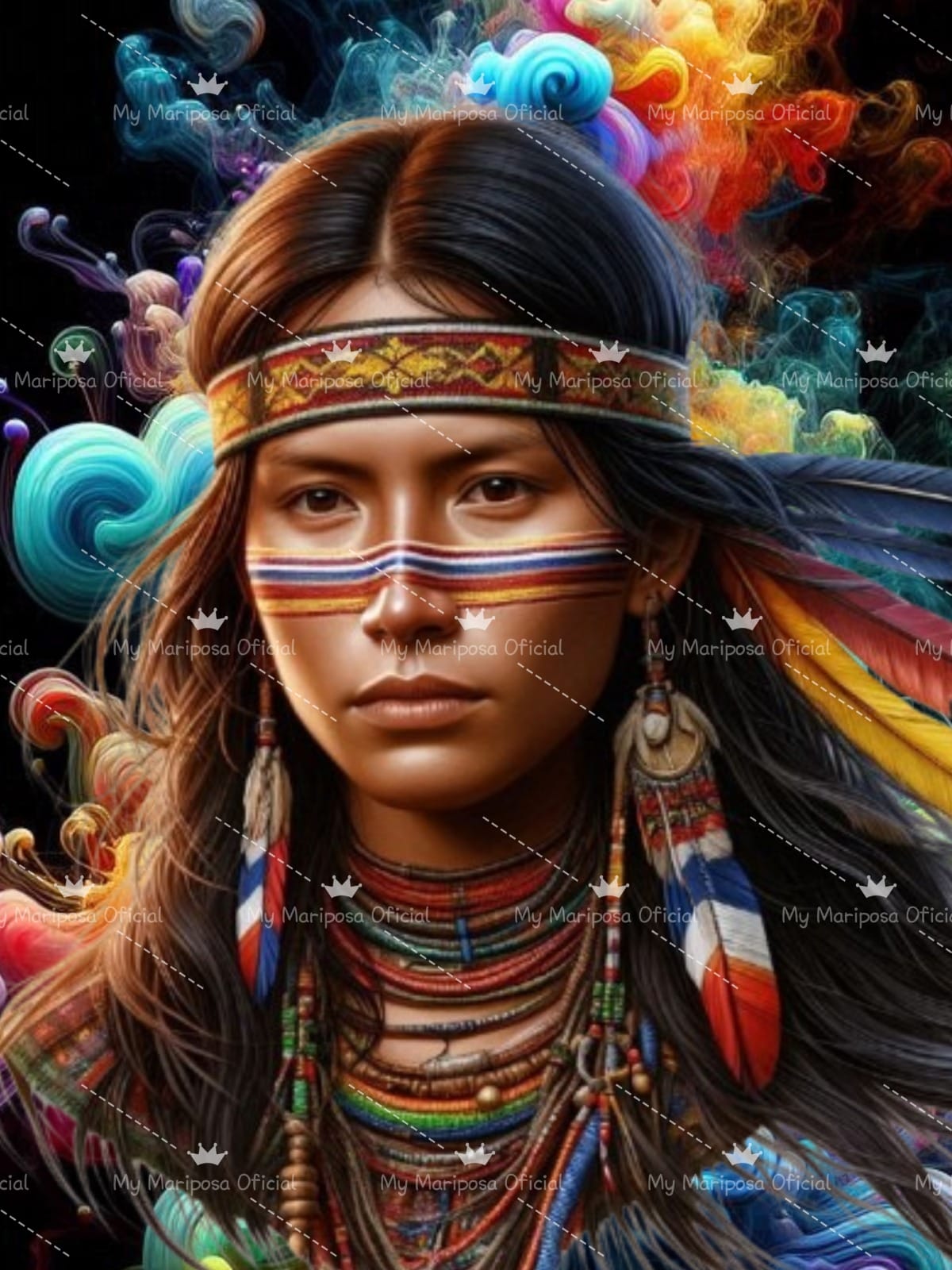 Tela A Indígena Colorida 40x50cm - 2136