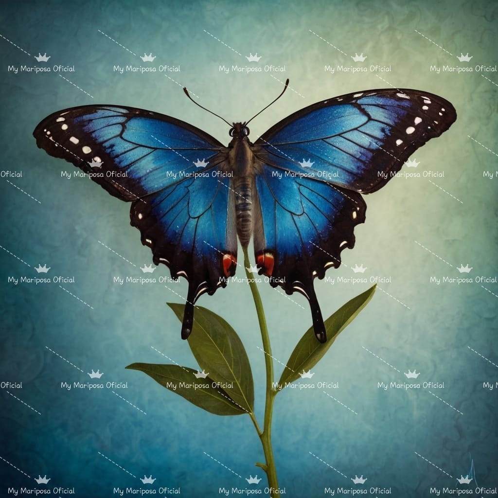 Tela Mariposa Azul na Planta 40x40cm - 2139