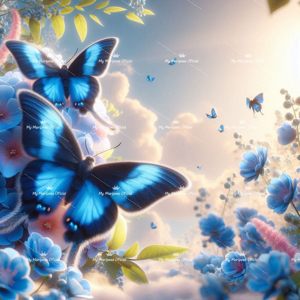 Tela Borboletas Azuis 50x50cm - 2145