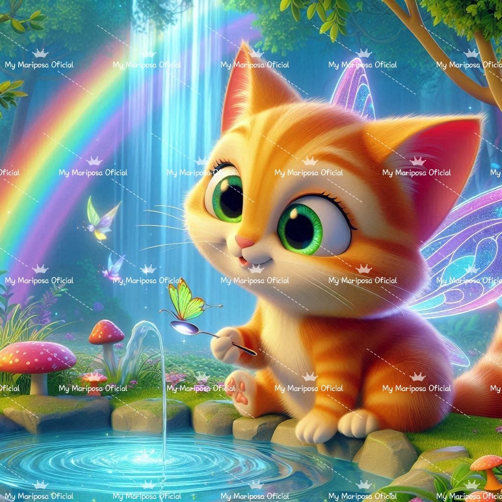 Tela Gato Asas de Mariposa 50x50cm - 2157