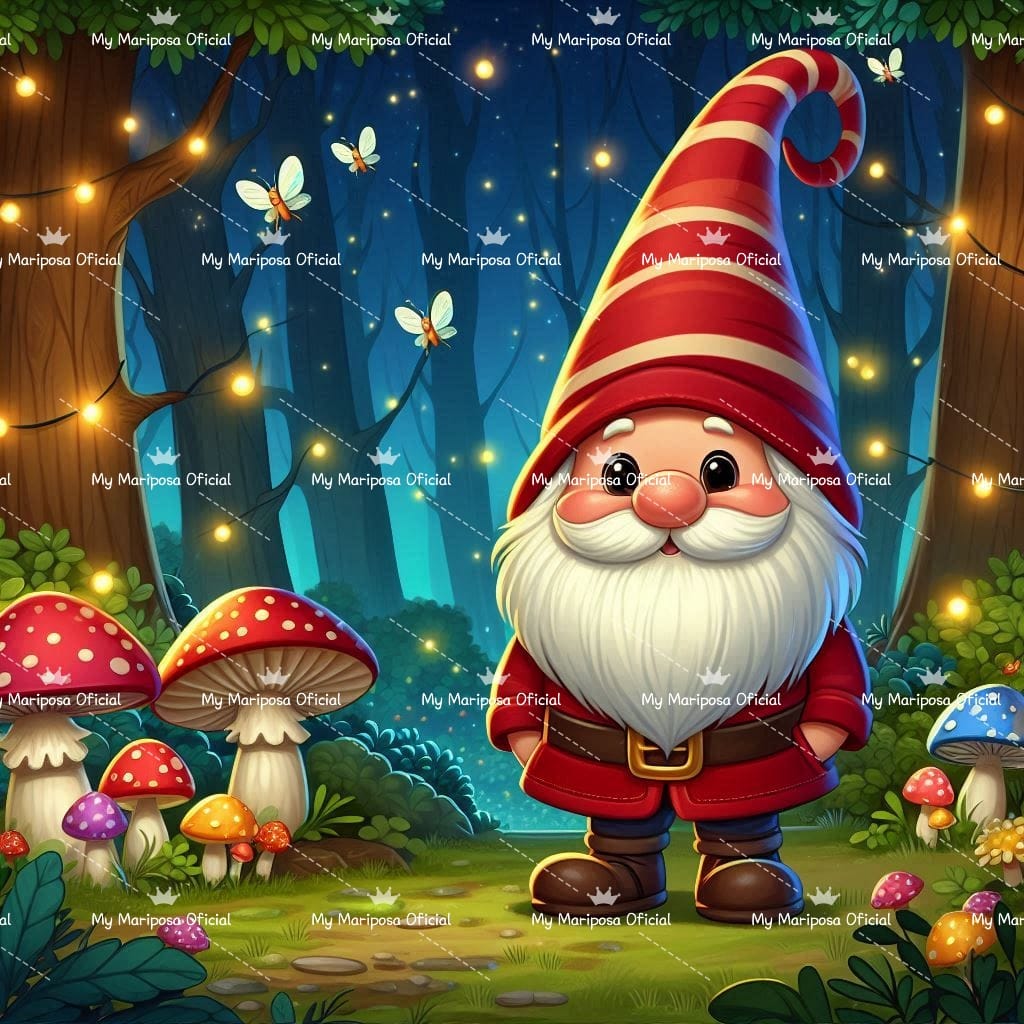 Tela Gnomo de Natal na Floresta 50x50cm - 2163