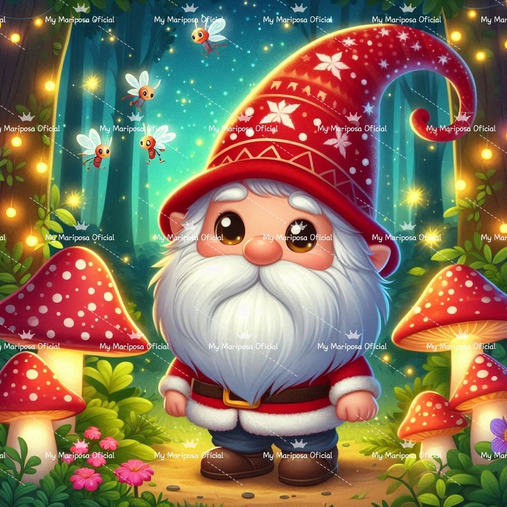 Tela Gnomo de Natal Olhos Grandes 50x50cm - 2164